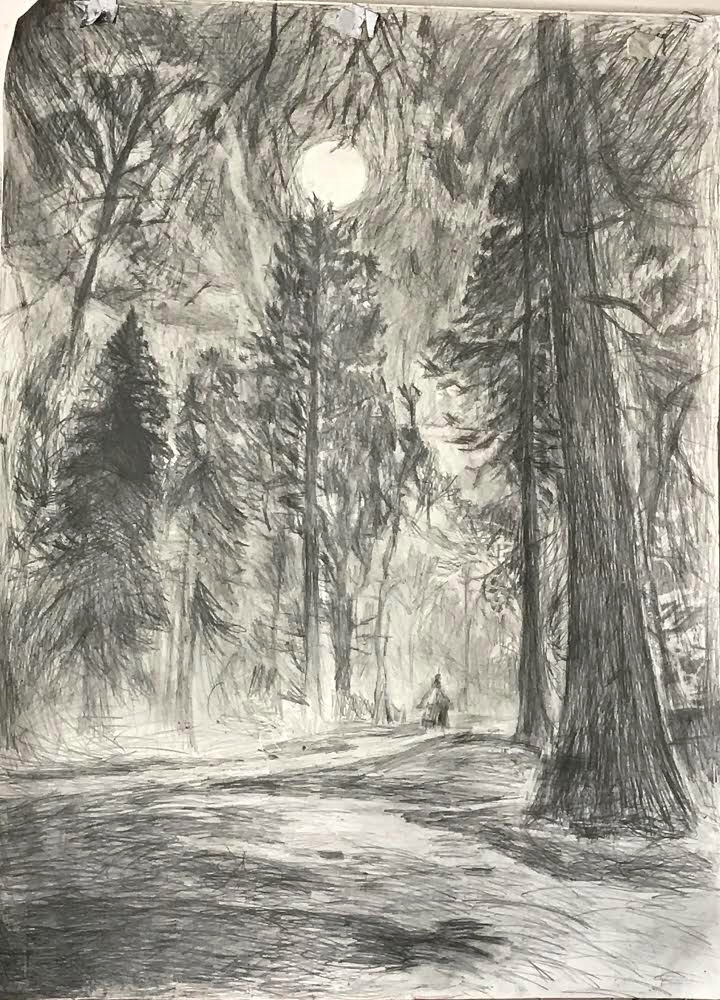 Wolf Moon Leifnoreis, drawing 137 x101 cm, 2020