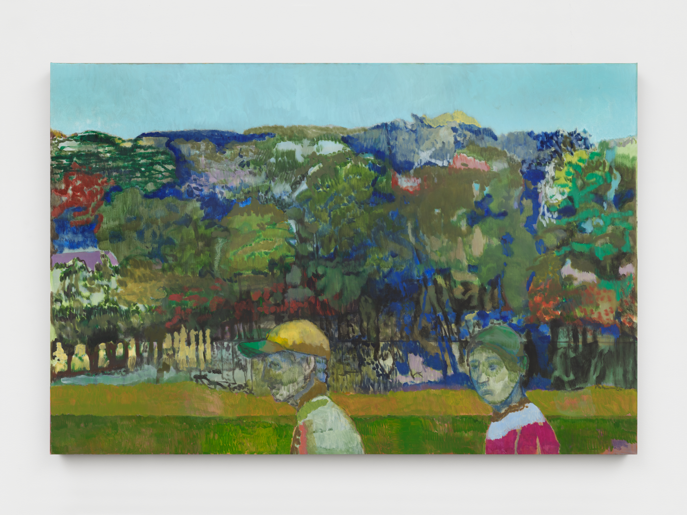 Felt med skog, 2022 - 2025 Oil on canvas 78 3/4 x 118 1/8 in 200 x 300 cm