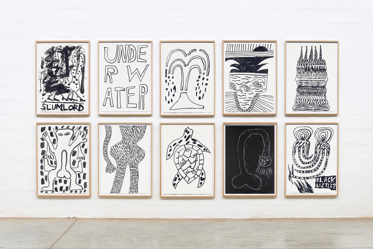 Underwater, 2020. ink and pastel on paper. each panel 90cm x 65cm