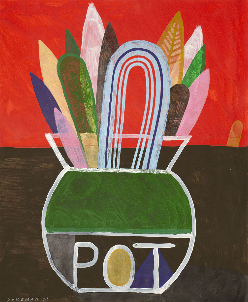 Pot Red Sky, 17x14in, acrylic on paper, 2021