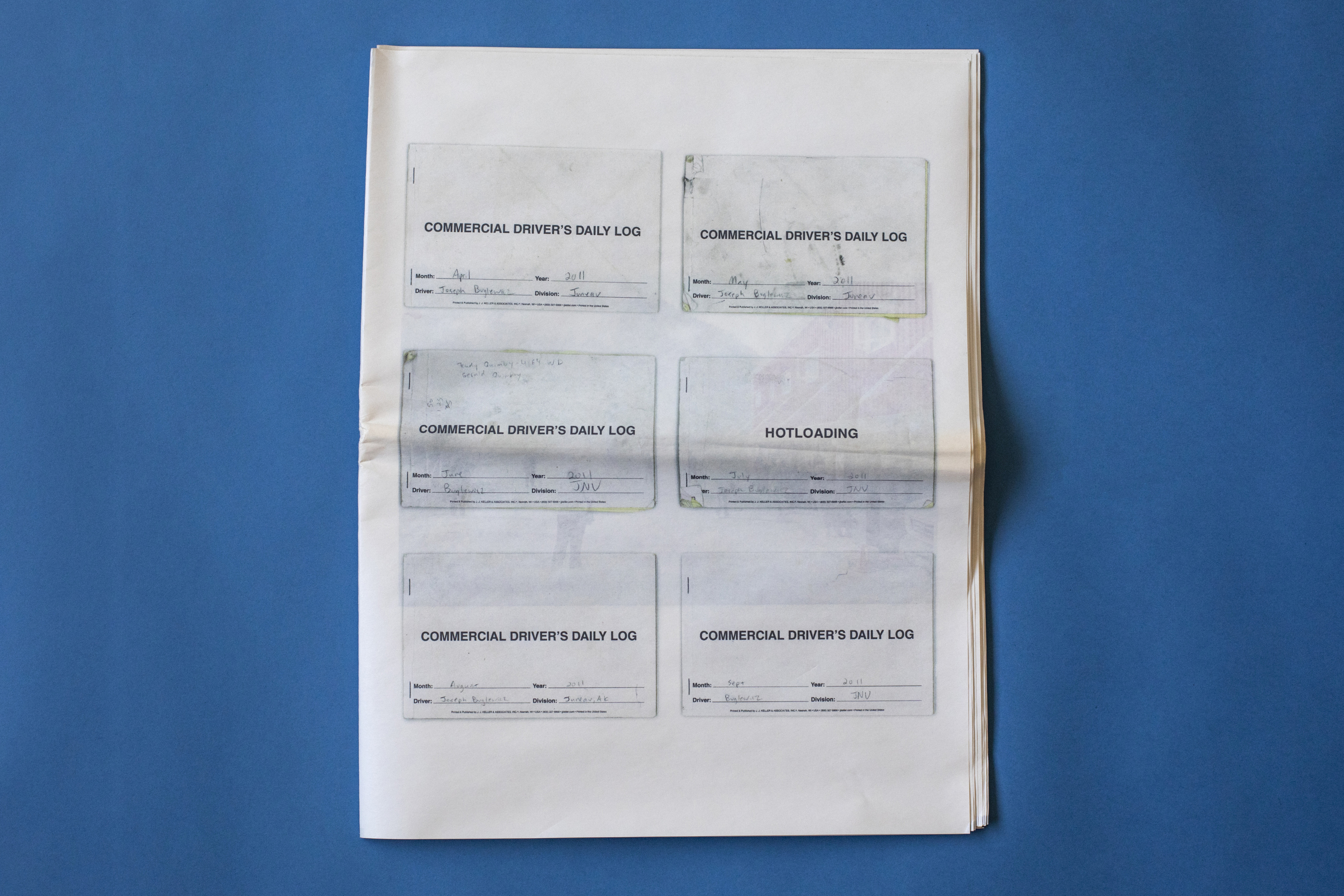 In 2011, I spent a summer driving tour buses in Juneau, Alaska, carrying an Olympus MJU II point-and-shoot camera in my pocket while on the clock. When I got back in New York, I self-published a run of 100 hand-numbered tabloid newspapers.