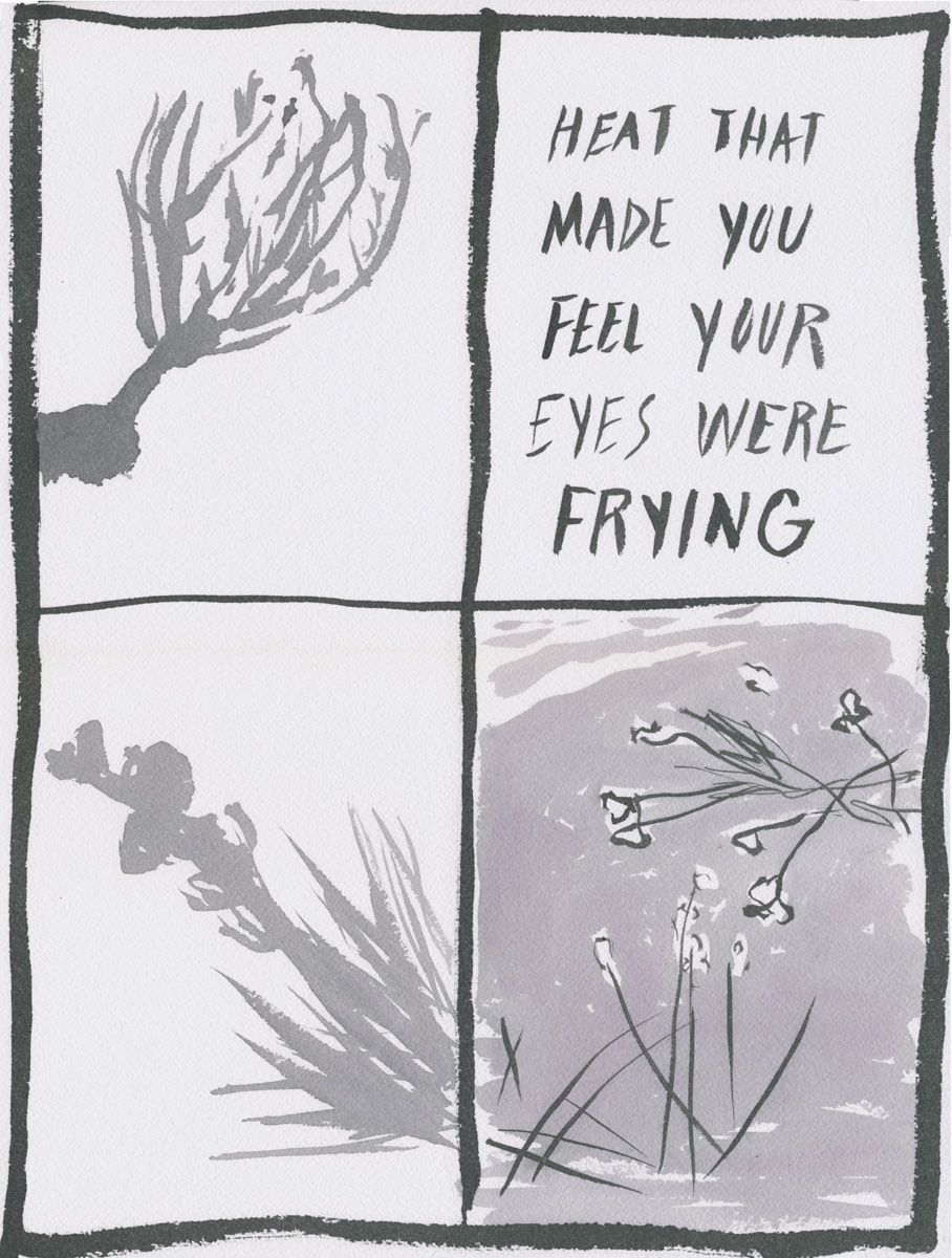 Frying, 2014, Ink on paper, 16 x 12 inches.