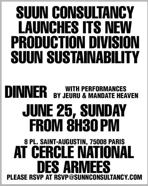 SUUN Sustainability Launch Dinner - Paris, FR