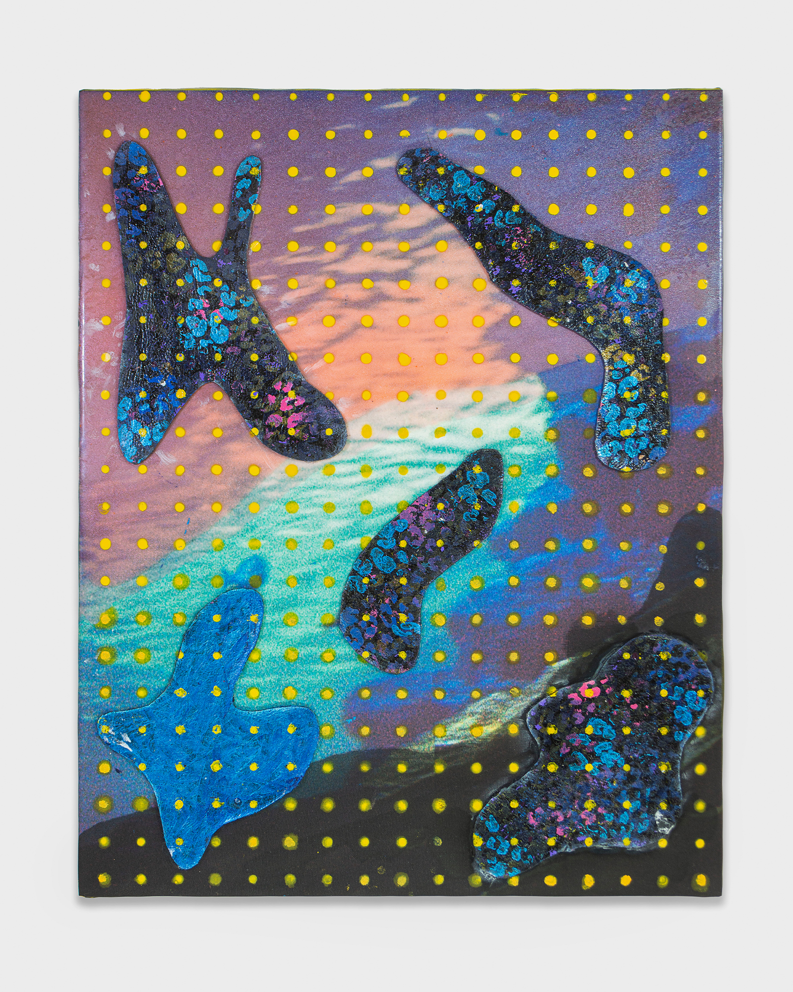 Untitled #5, 55x44cm, 2022 - fabric printing (sublimation), acrylic paint, resin, fabric, pigmentation