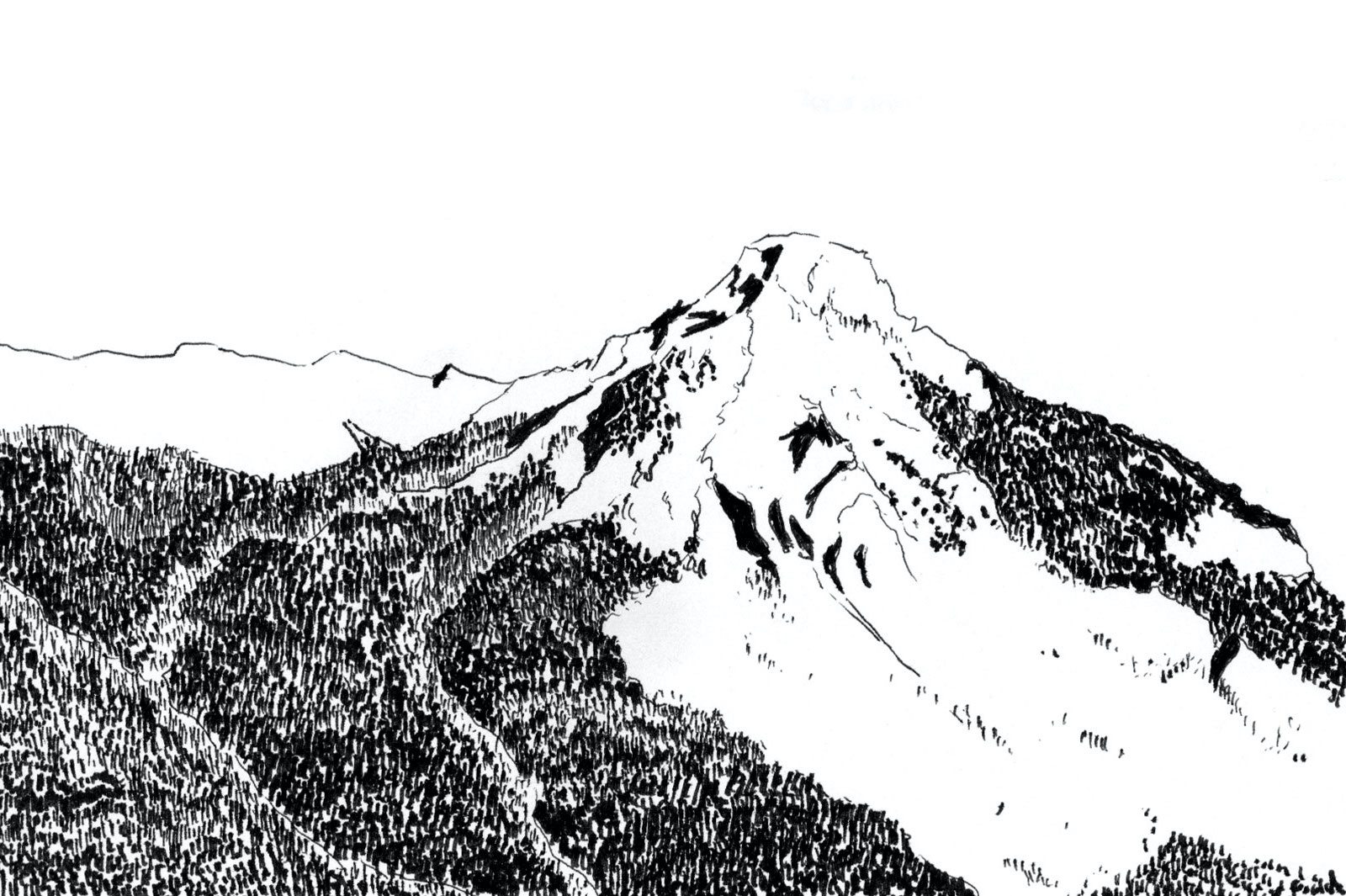 Tired Alp mountain - Ink on paper 17x10 cm