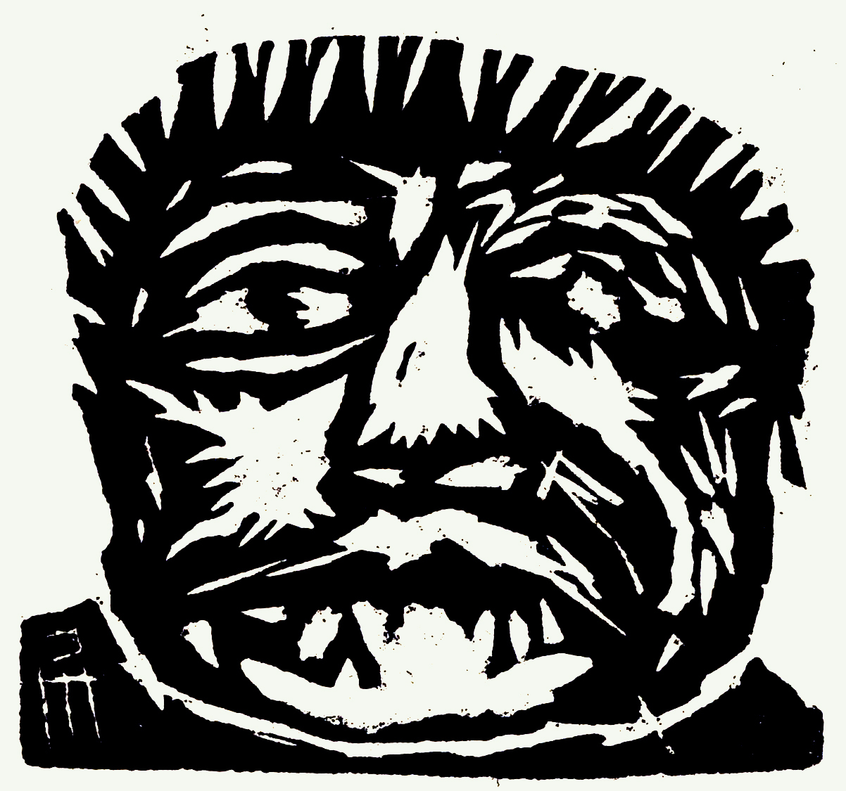 Smashwoodcut print on paper, edition of 15, 10x10cm, 2012