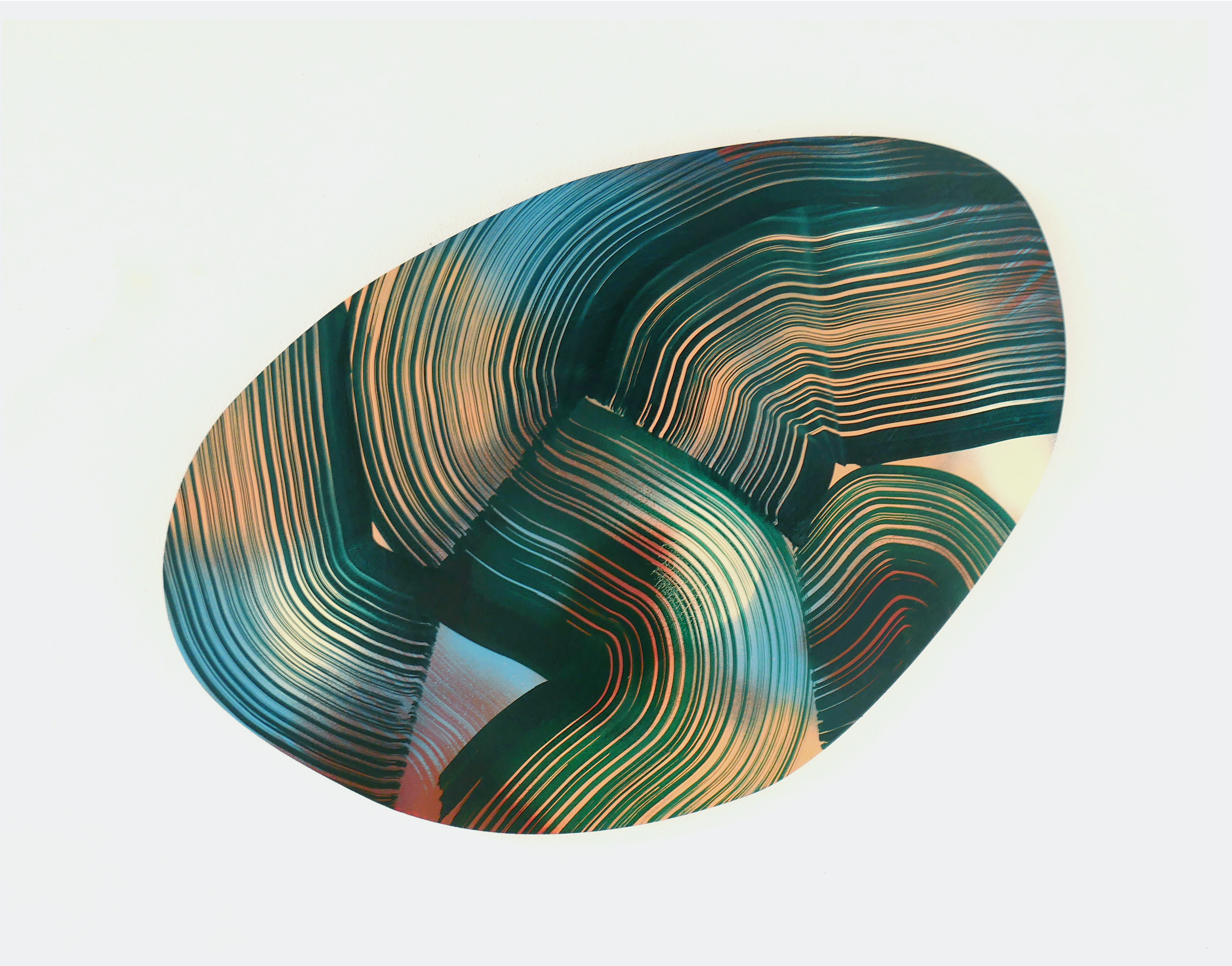 Blue shell, 2025, acrylic on plywood, 68 x 47 cm