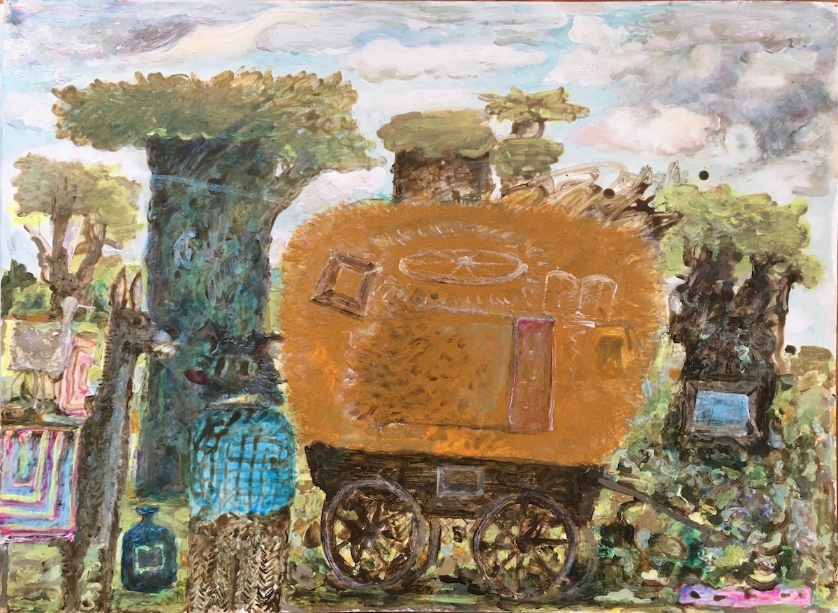The Wagon, 2021, Acrylic on paper, 22 x 30 in.  $2,200 unframed or $2,750 framed