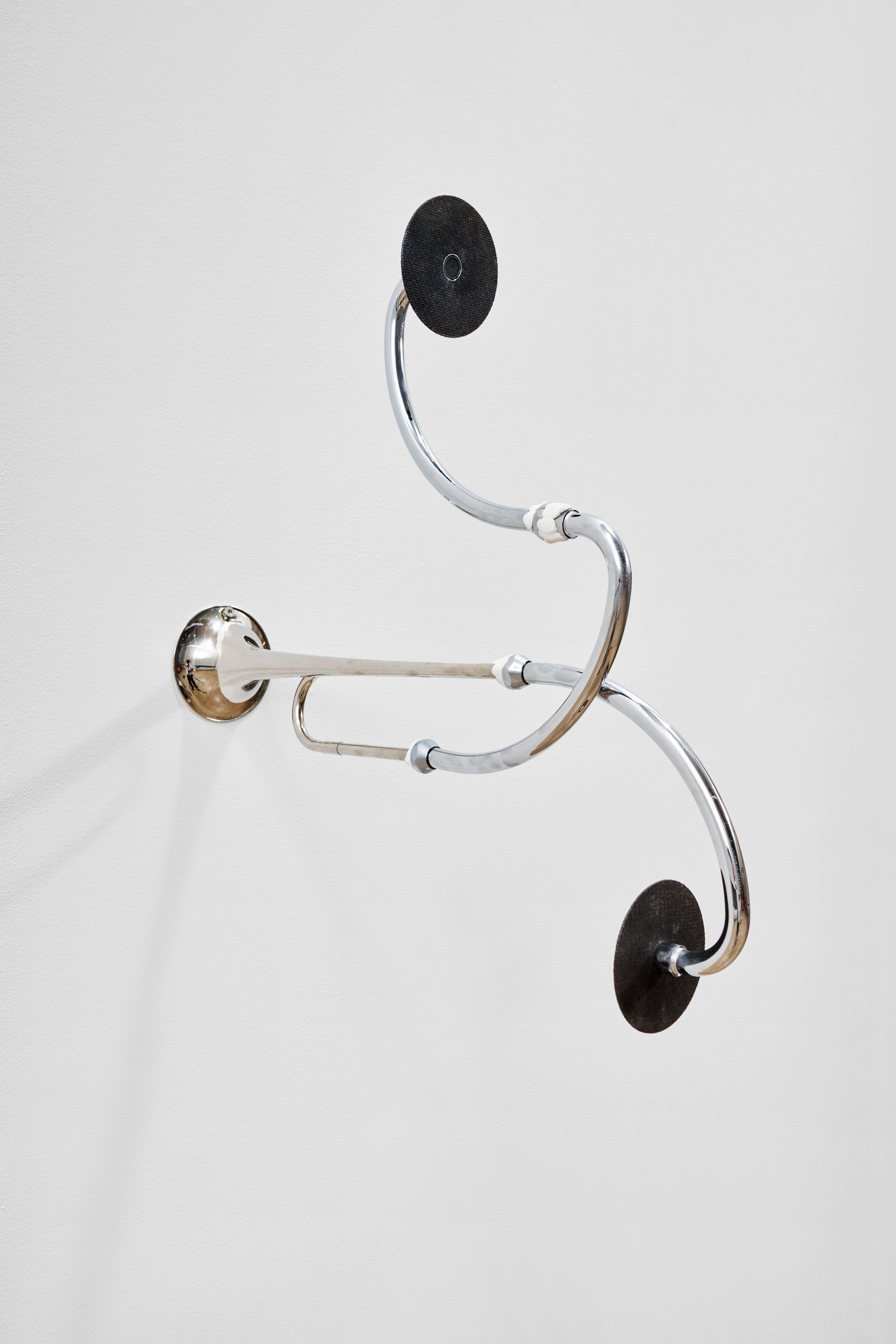 Salt, 2025 Horn, cutting disks and taps 69 x 12 x 64 cm 27.2 x 4.7 x 25.2 inches