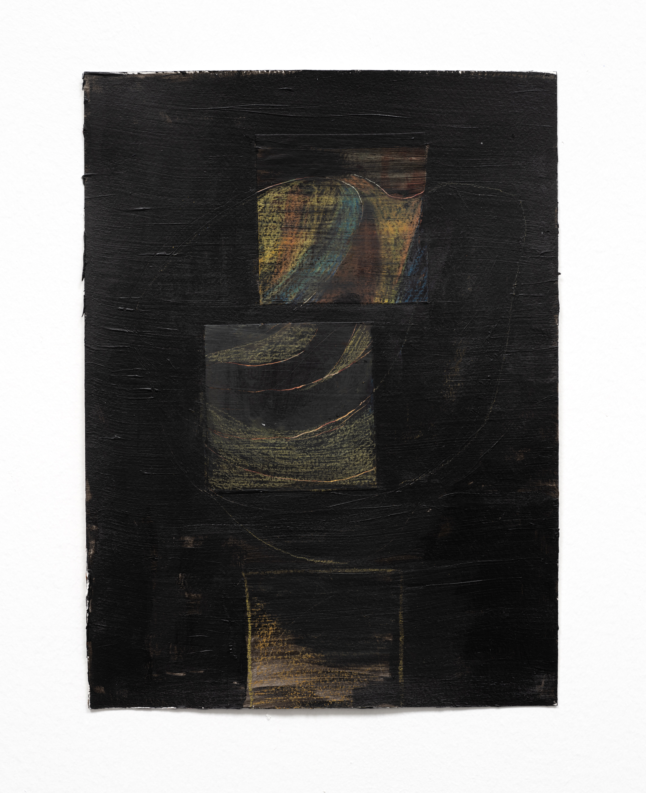 Untitled (Swing), 2022, 12 x 9 in, Acrylic, printed photograph, and oil pastel on paper