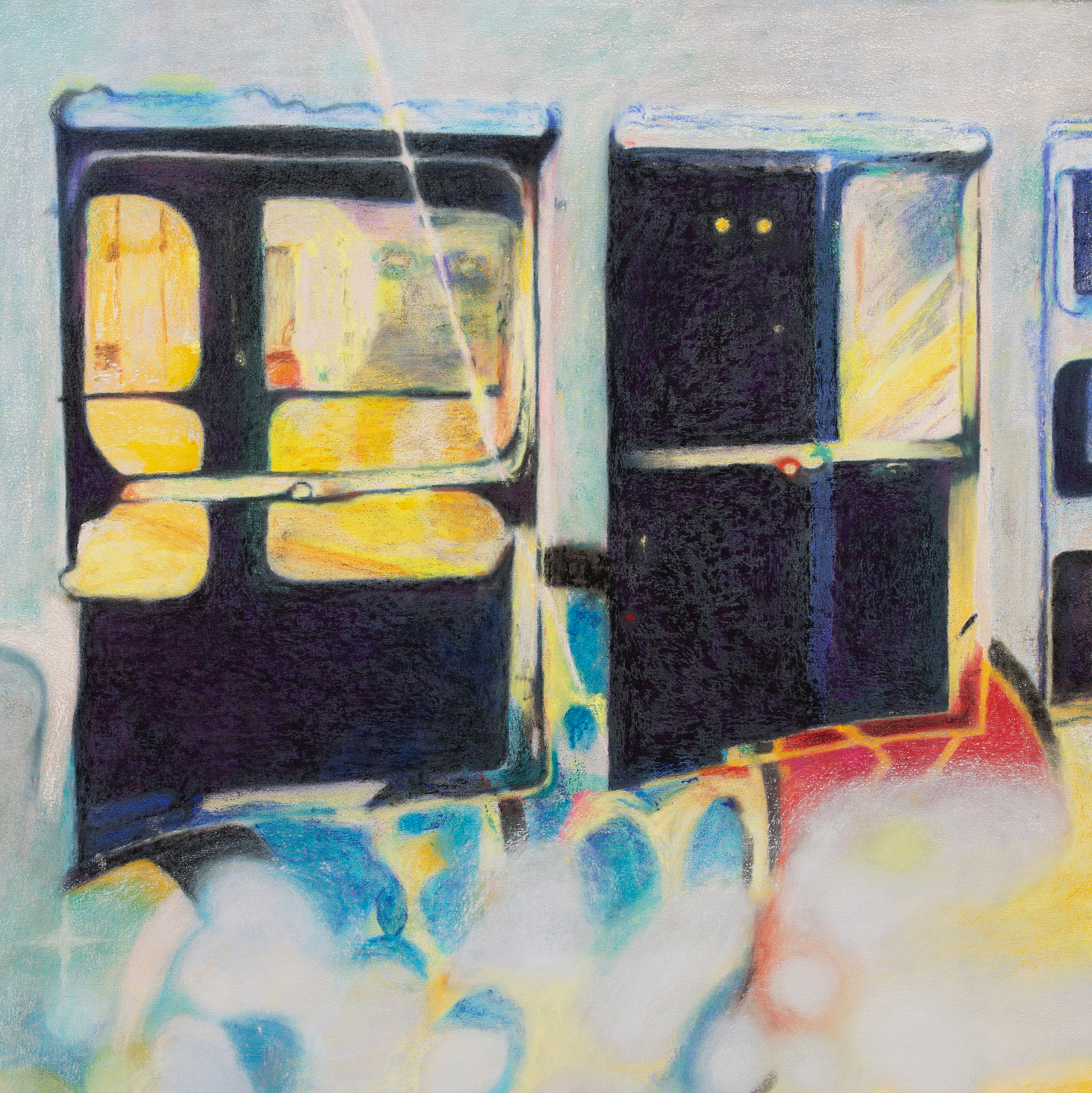 No baggage allowed 2022Dry pastel on canvas174x130 cm2/3