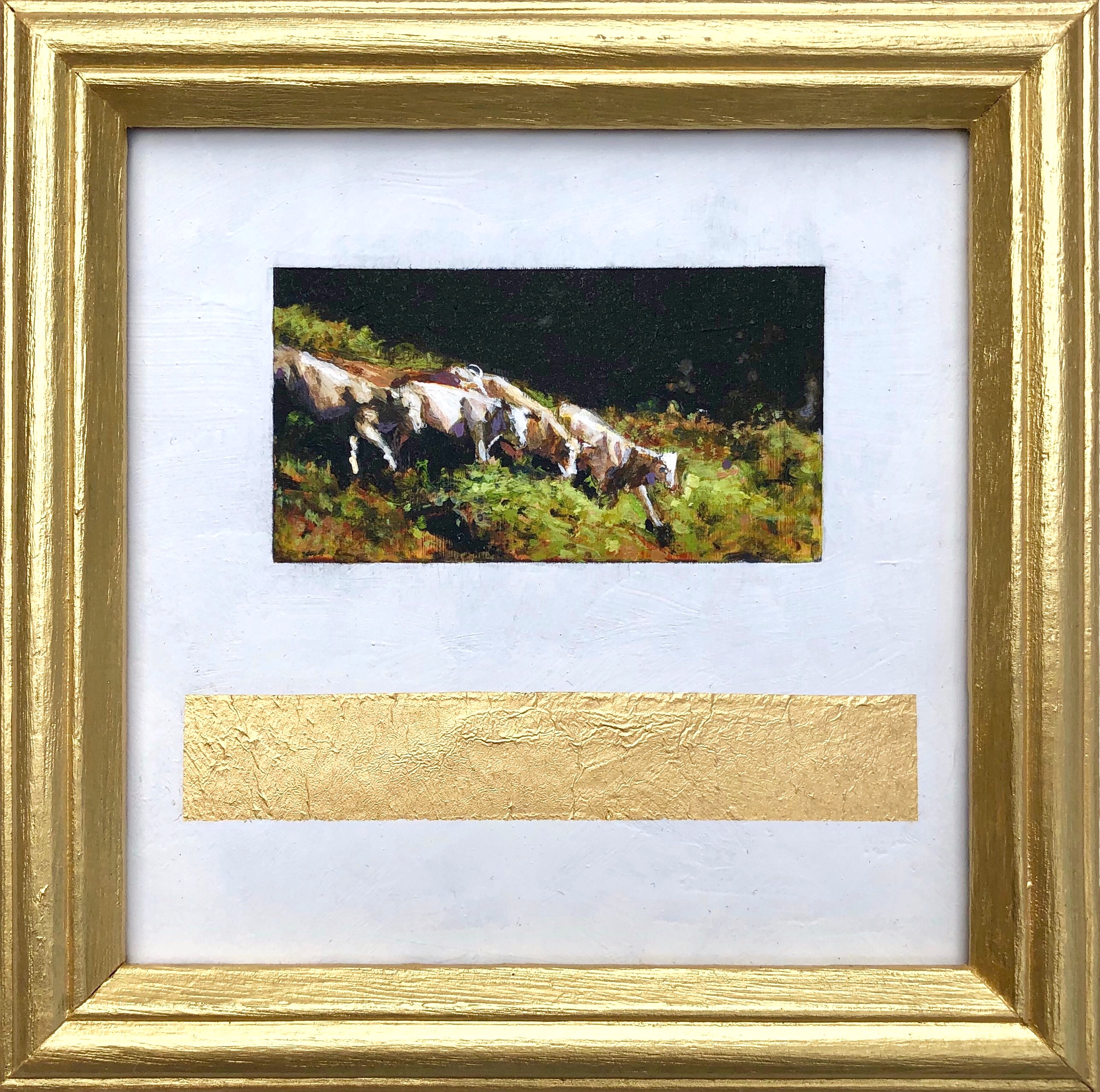 Only on these rare occasions 2018 acrylic and gold leaf 5” x 5”