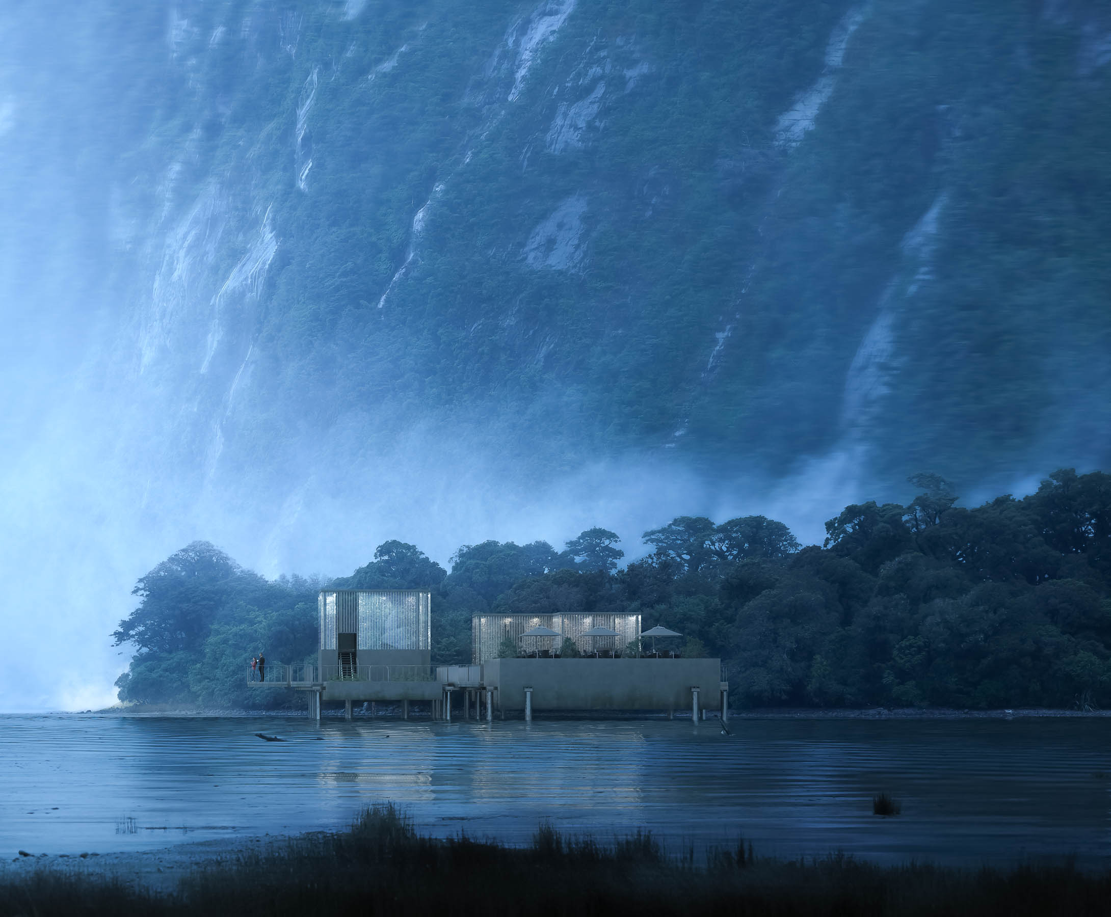 Strong concrete architecture in the beautiful natural environment of Belum Temenggor / Malaysia.