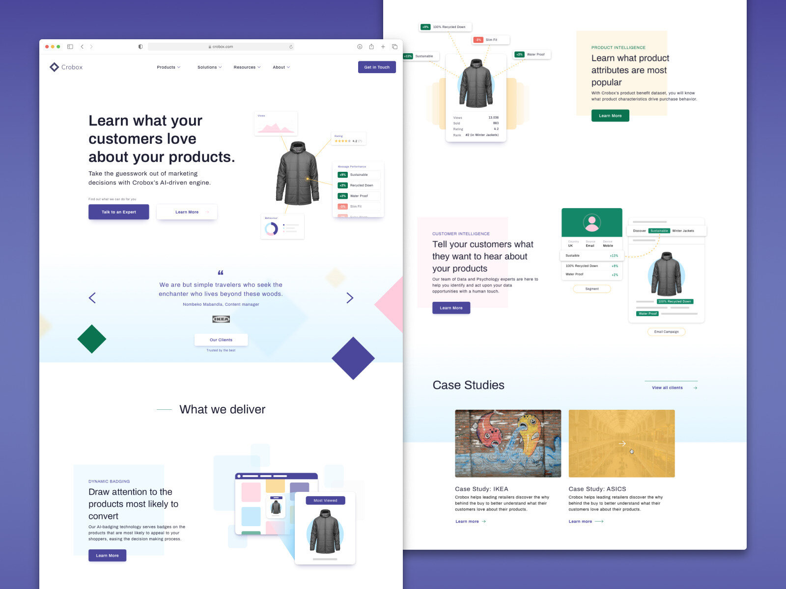 Crobox - A complete rebranding and web design for data-driven e-commerce insights.