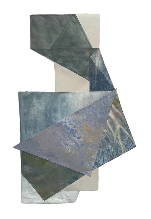 It Ebbs and Flows; collaged photographs, gouache on handmade paper, size A3