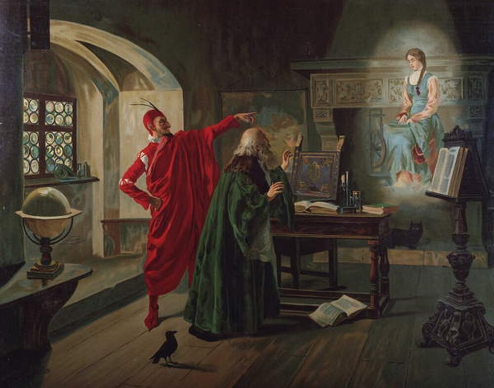Fabio Cipolla's painting 'Maguerite, Faust and Mephisto', Scene from Faust by Charles Gounod (1900)