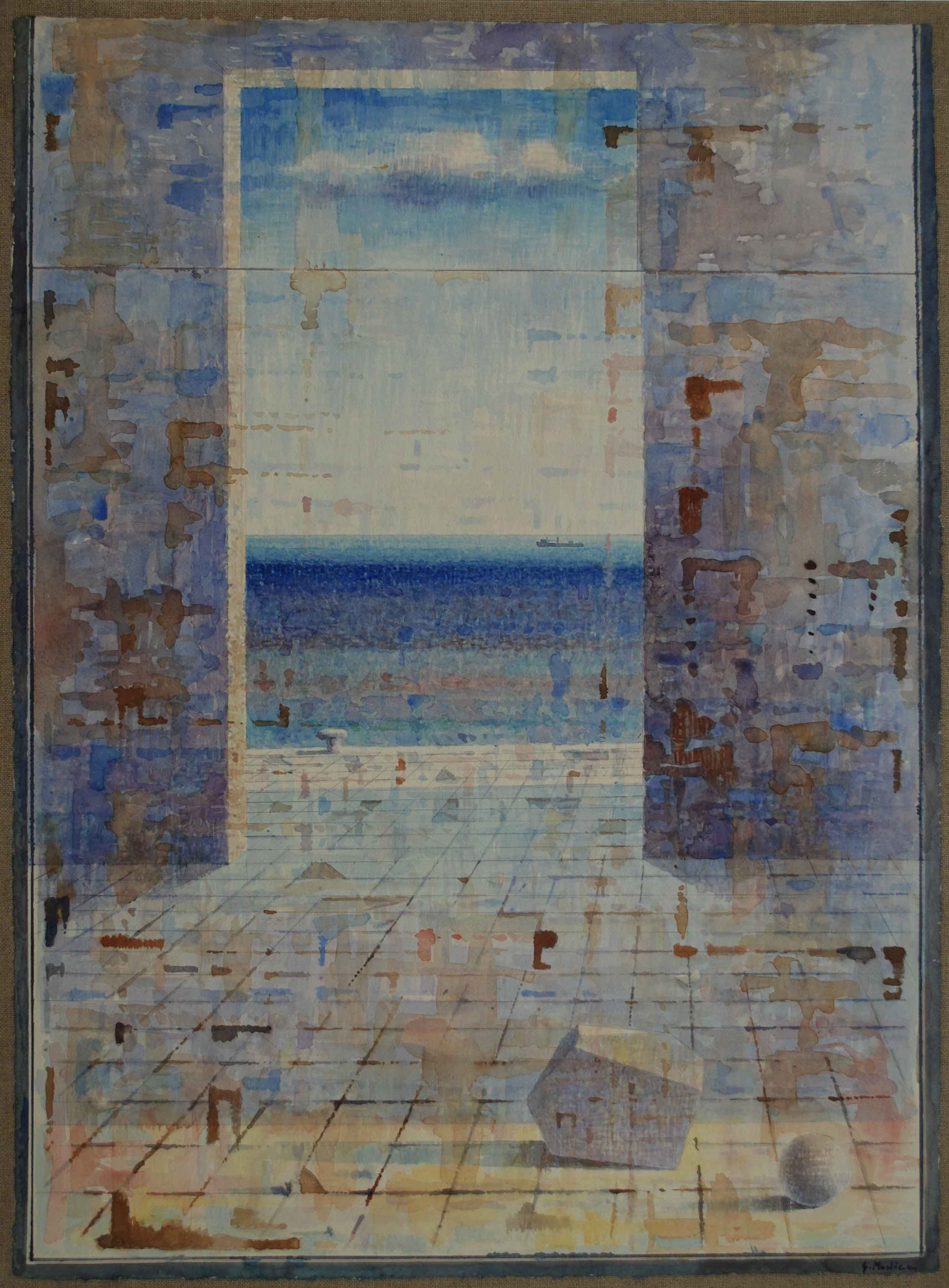 Stanza (malinconia), 2009, acquarello su carta a mano, cm 80x60