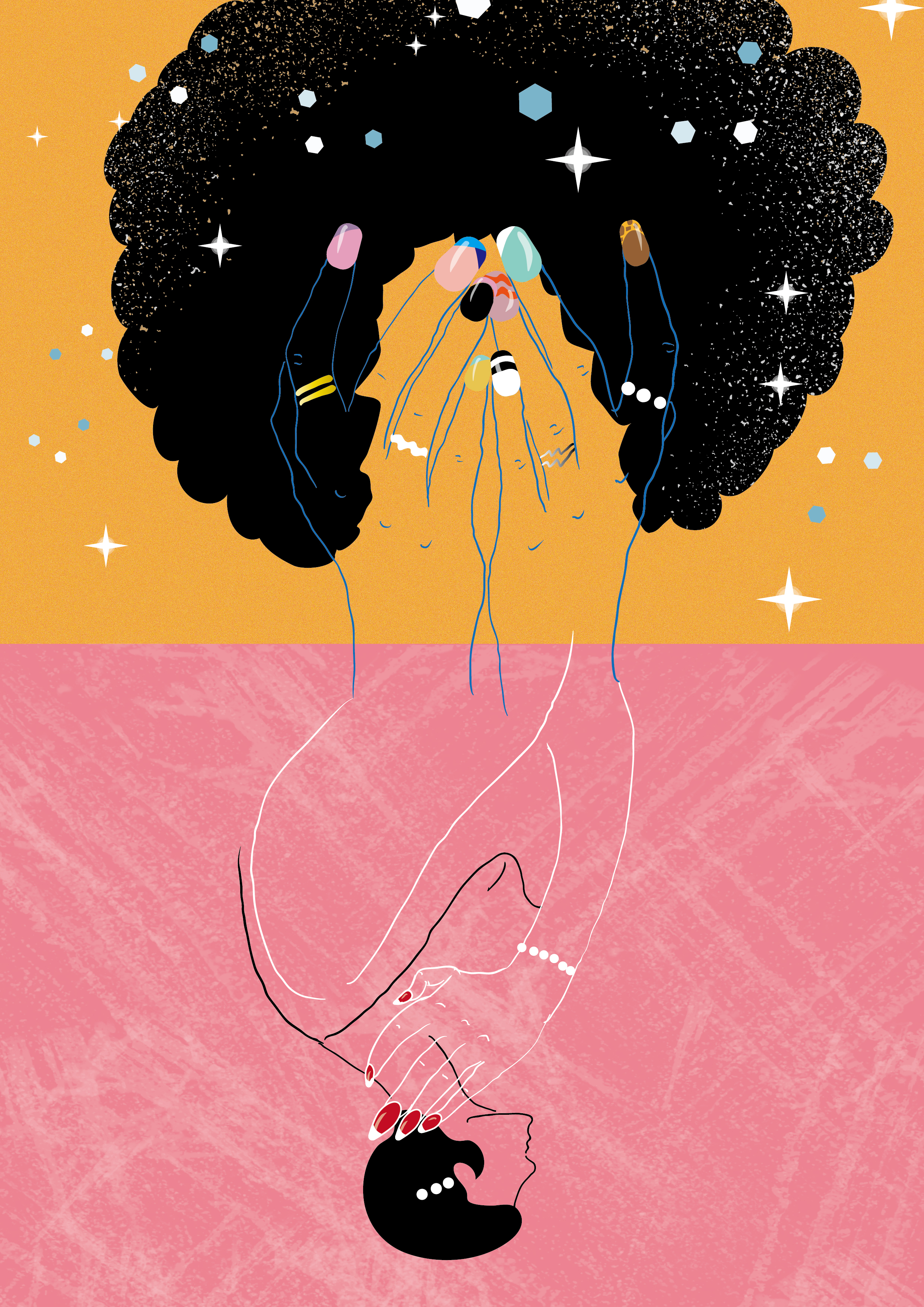 personal project-this illustration was inspired by the article《How the French Manicure Made Its Comeback》 from 《NY TIMES》