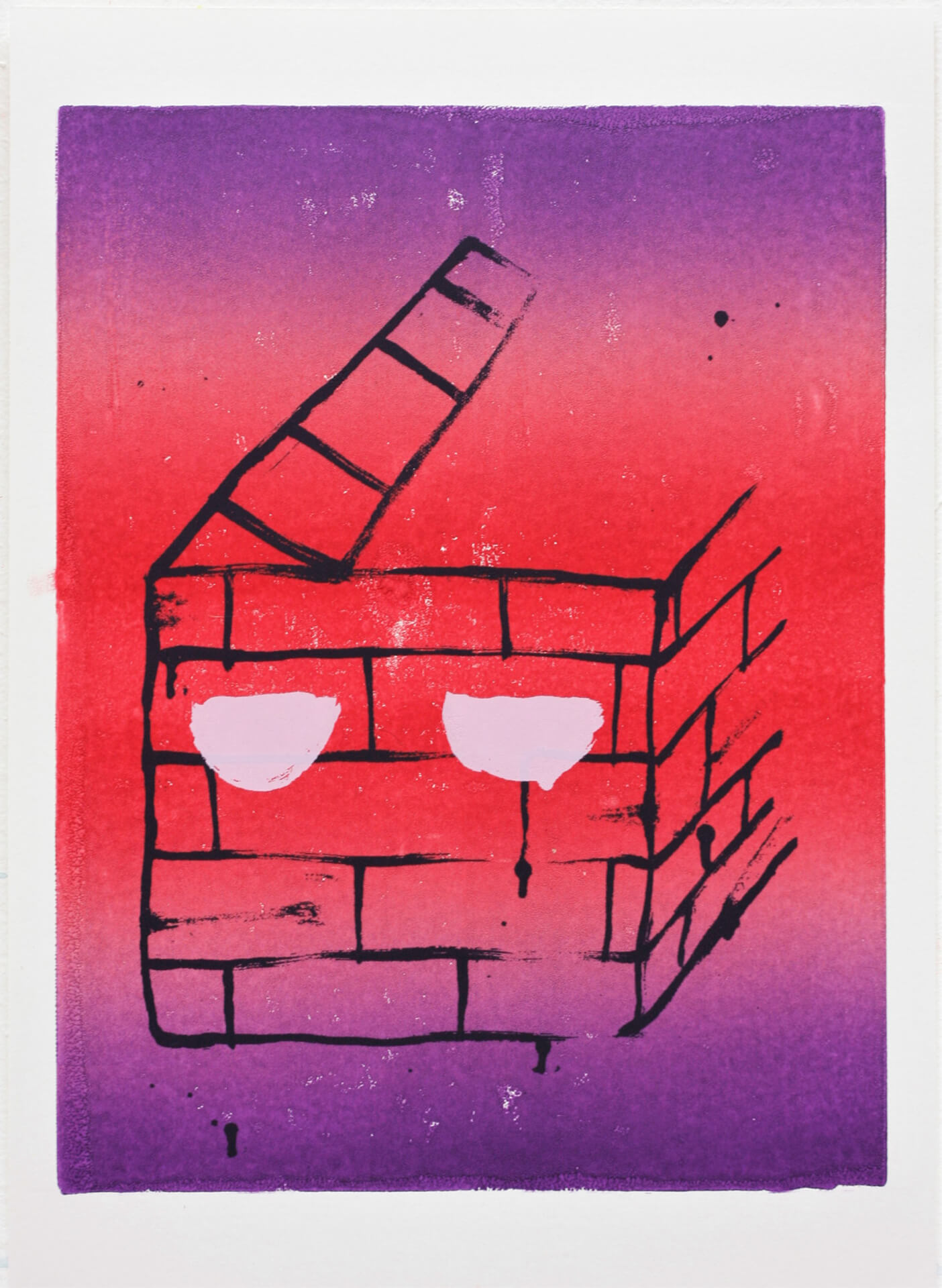 Simon Kocjančič, untitled, linocut and silkscreen on paper, 50,5 x 36,5 cm, 2023