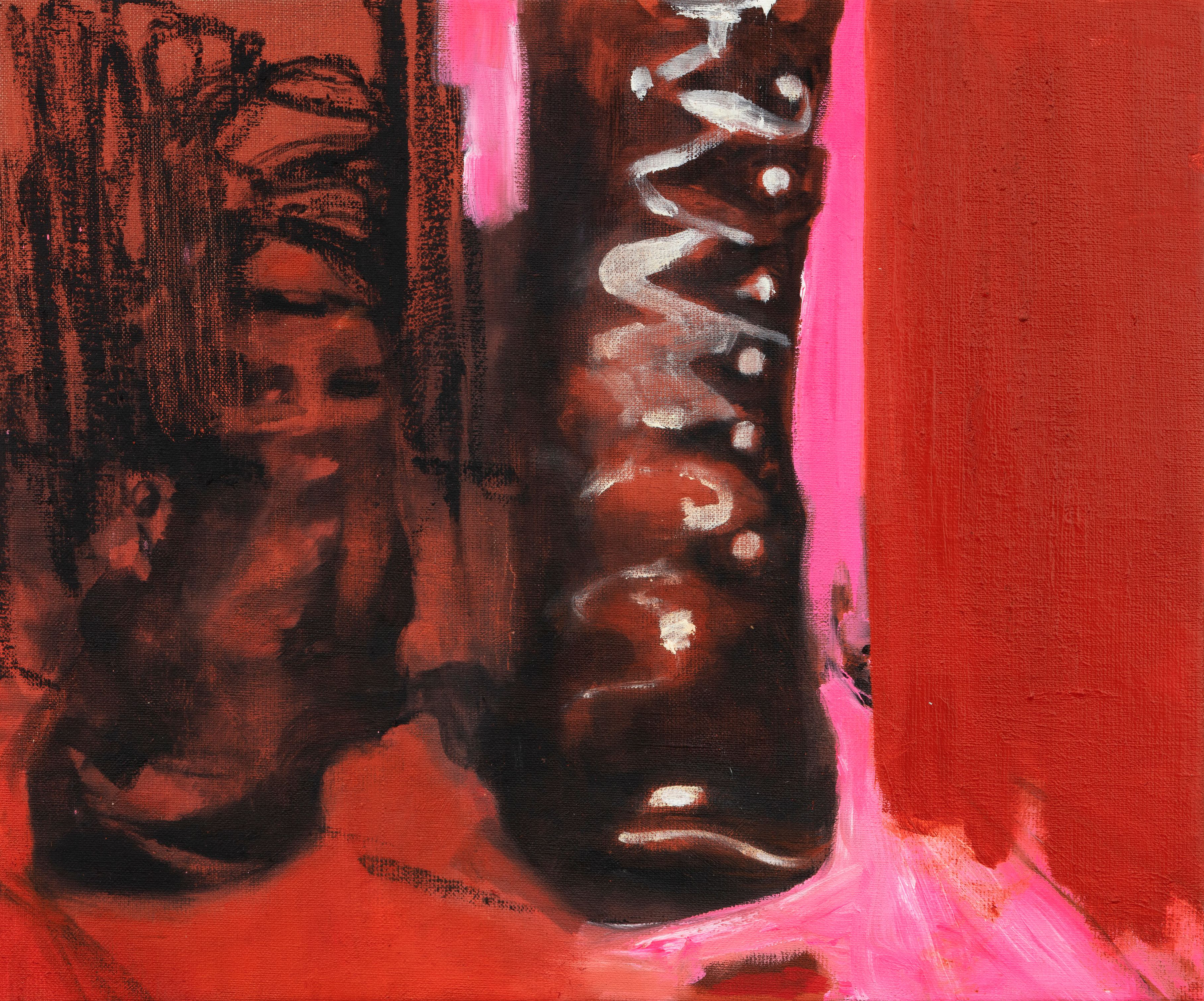 Au coin (L'Incompris), 2023, huile, acrylique et bâton d'huile sur toile, 38x46cm