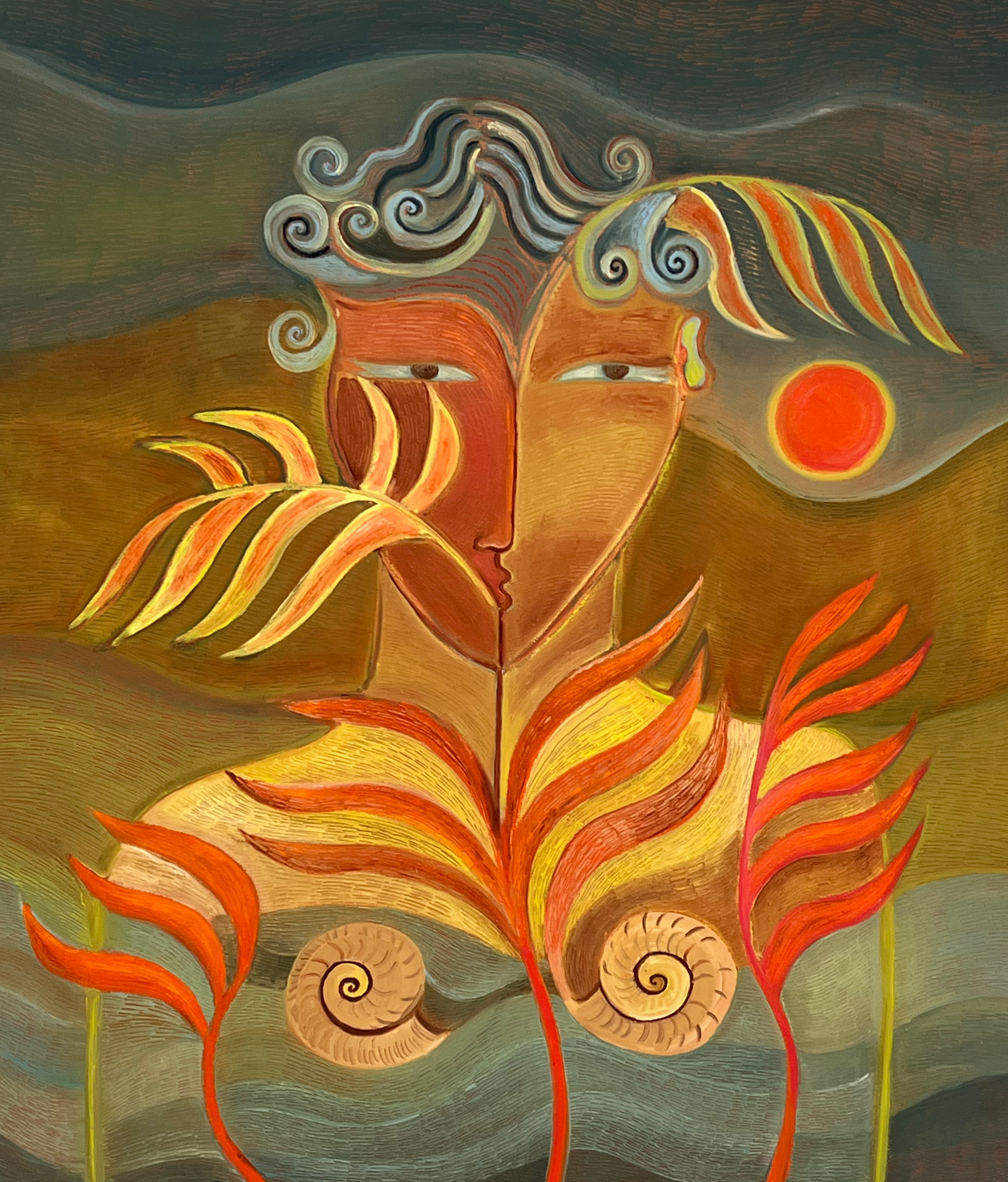 Growing Pains, 2025. Oil & oil stick on canvas. 112cm x 96cm