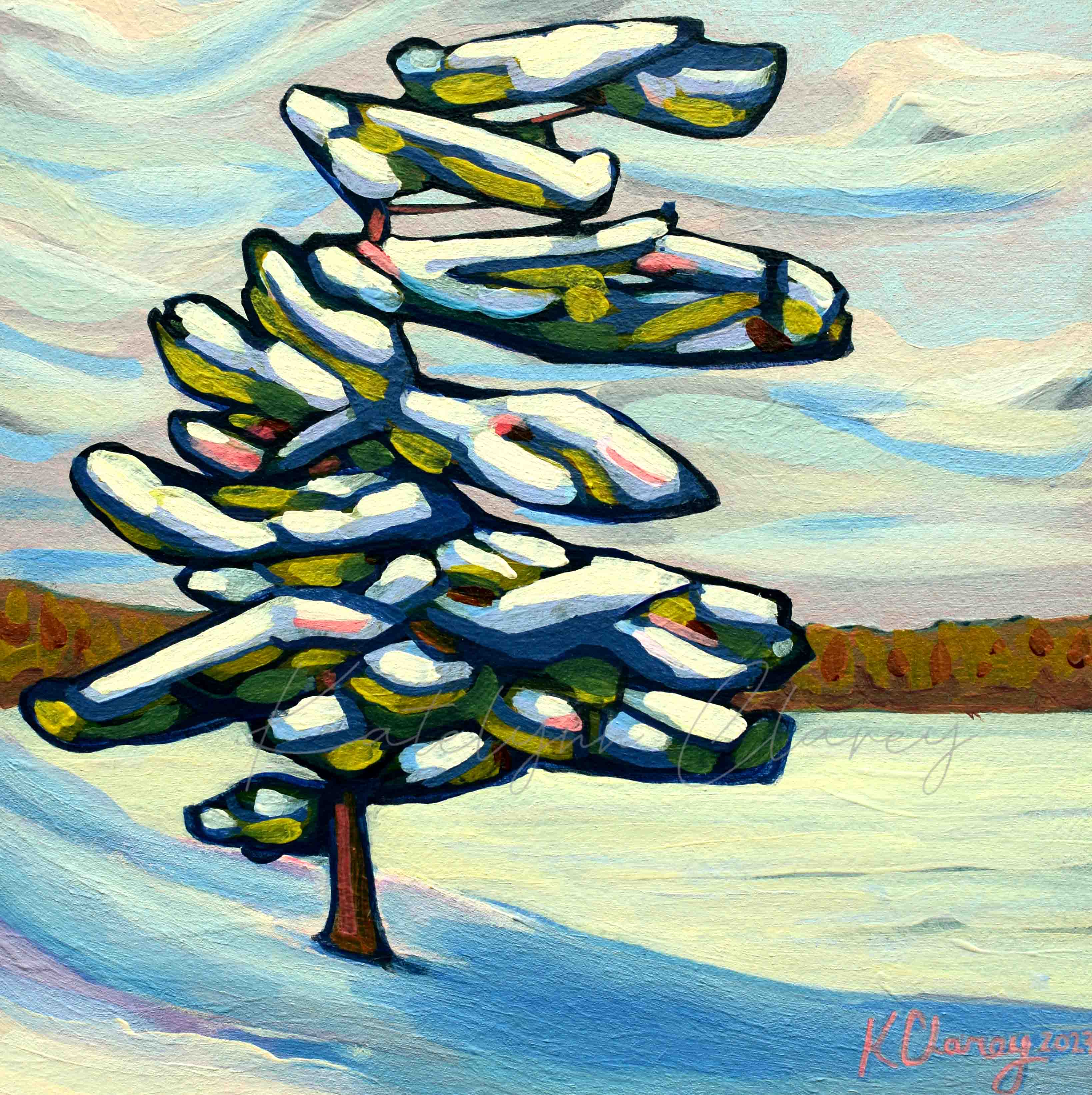 Slow to Grow, Acrylic on Paper, Mounted on Cradle Board, 8 x 8", SOLD