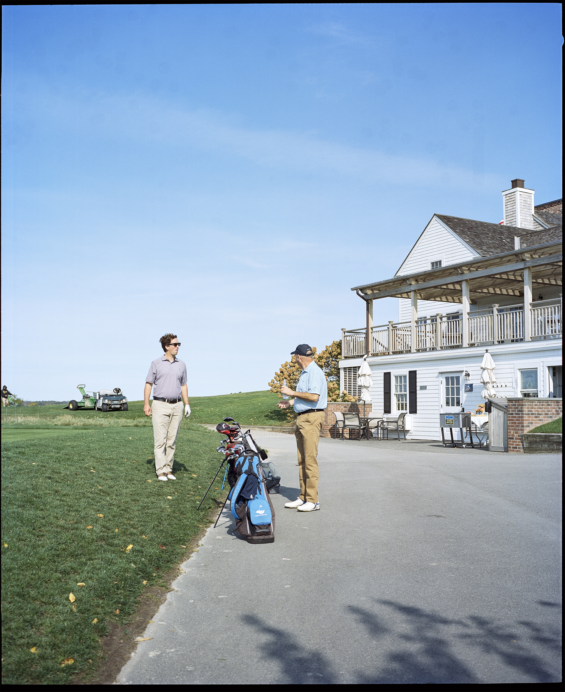 Surveying the green, Eastward Ho! Country Club. Chatham, Cape Cod, Massachusetts, USA, 2020.