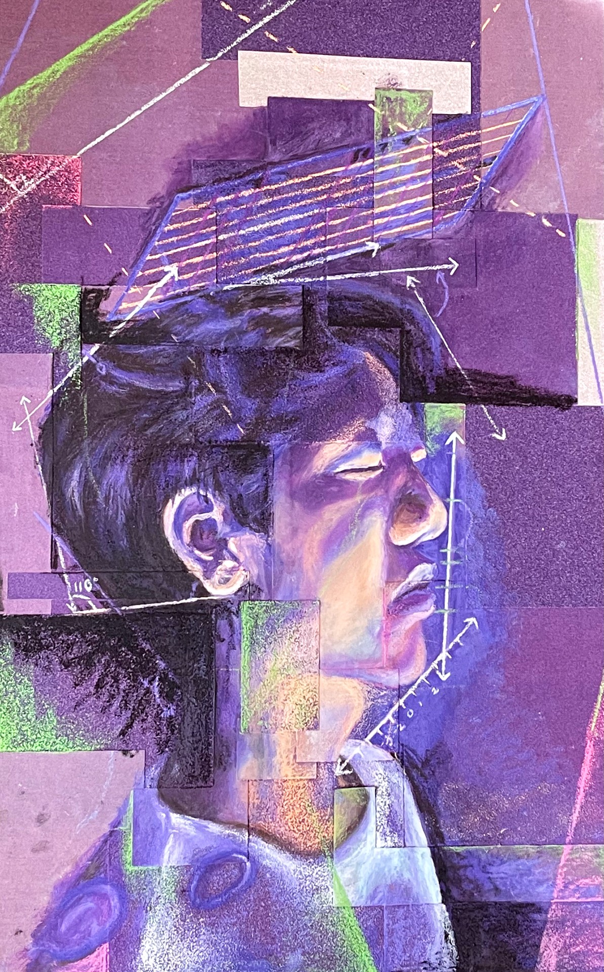 "chaos and order," 2021. oil pastel on sandpaper