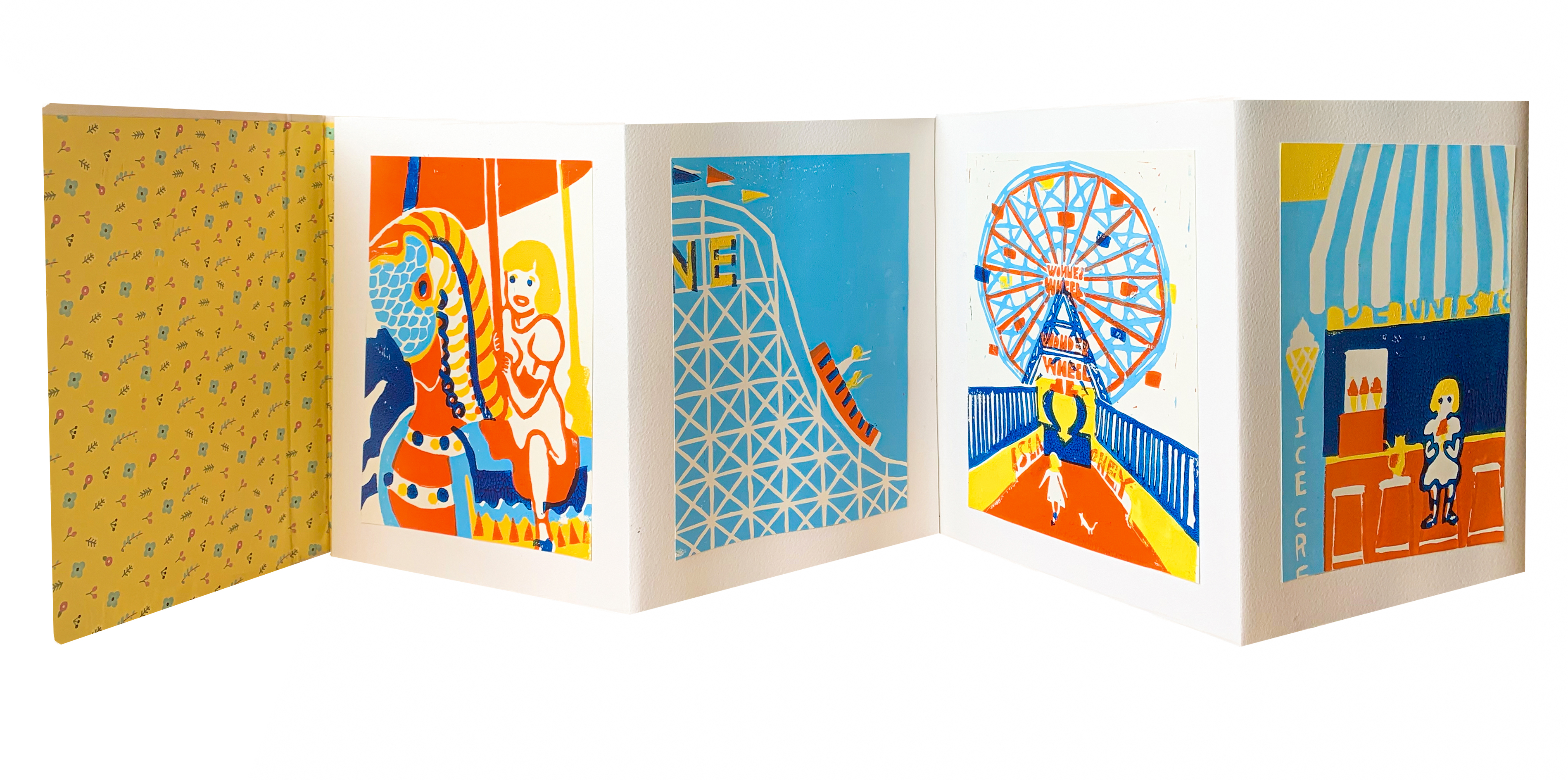  	    Linocut book with 4 colors