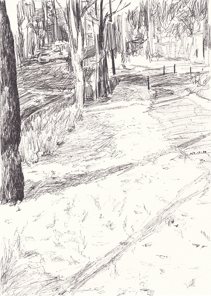 겨울 봉천동, 2017, pen on paper, 21*14.8(cm)