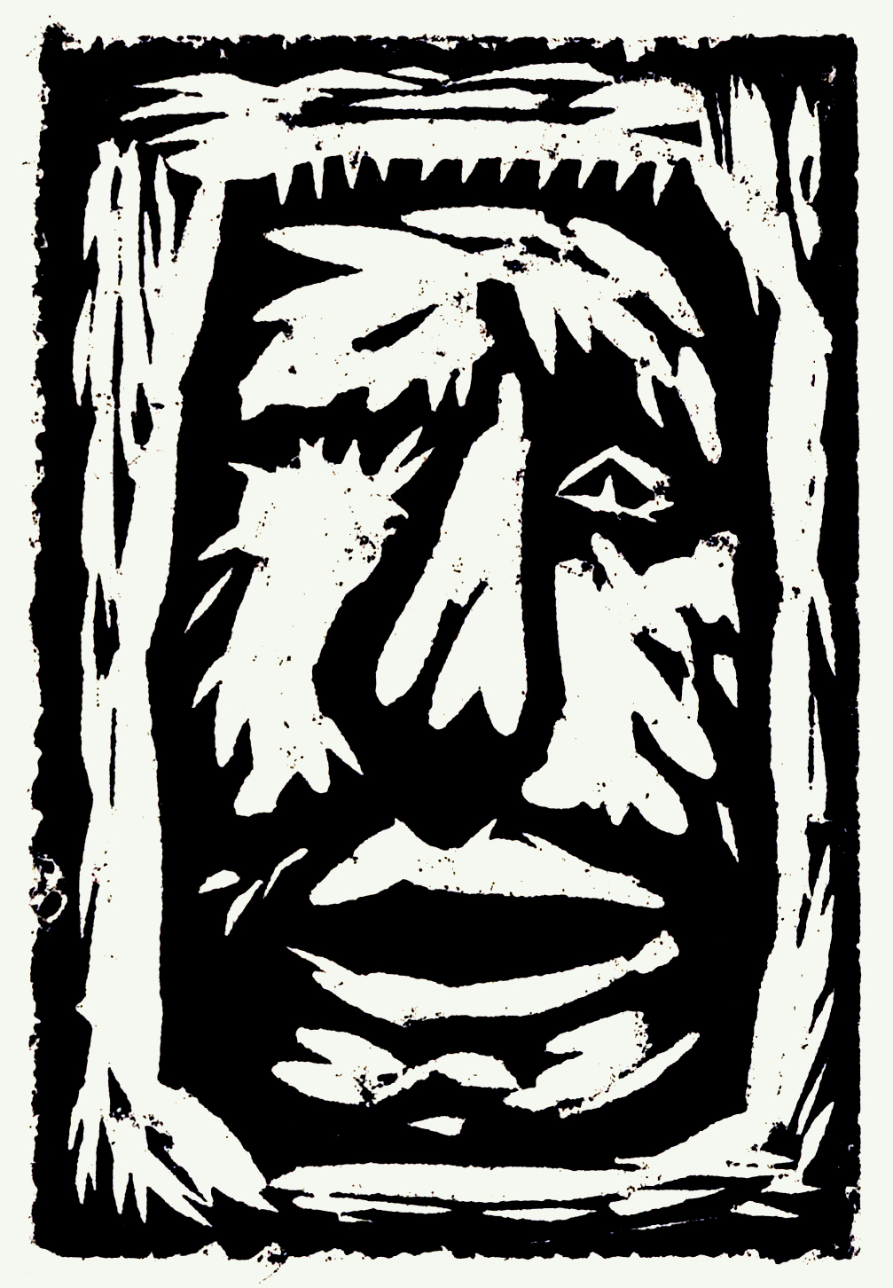Potato Headwoodcut print on paper, edition of 15, 14x8cm, 2012
