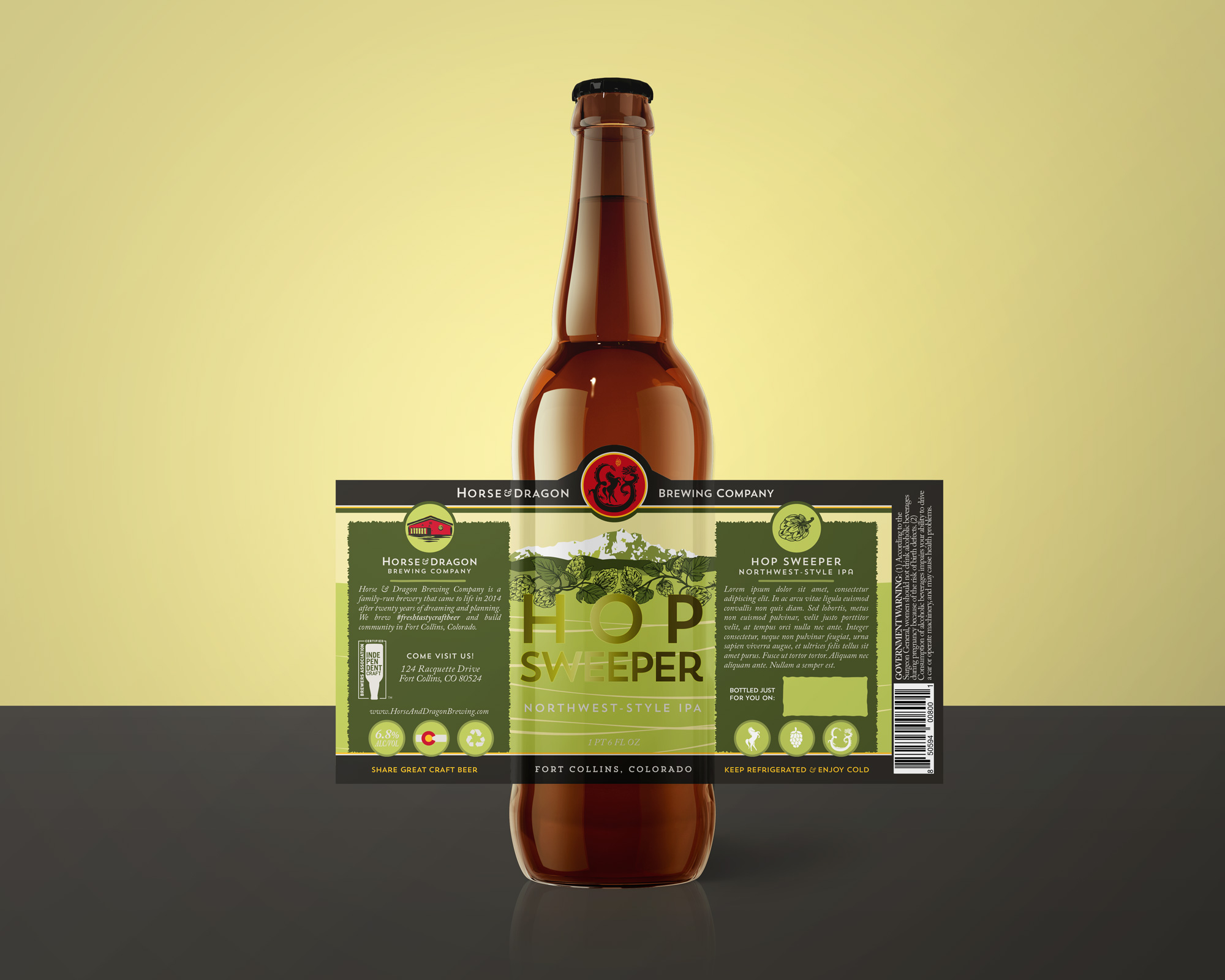 Horse & Dragon Brewery (label design/illustration)