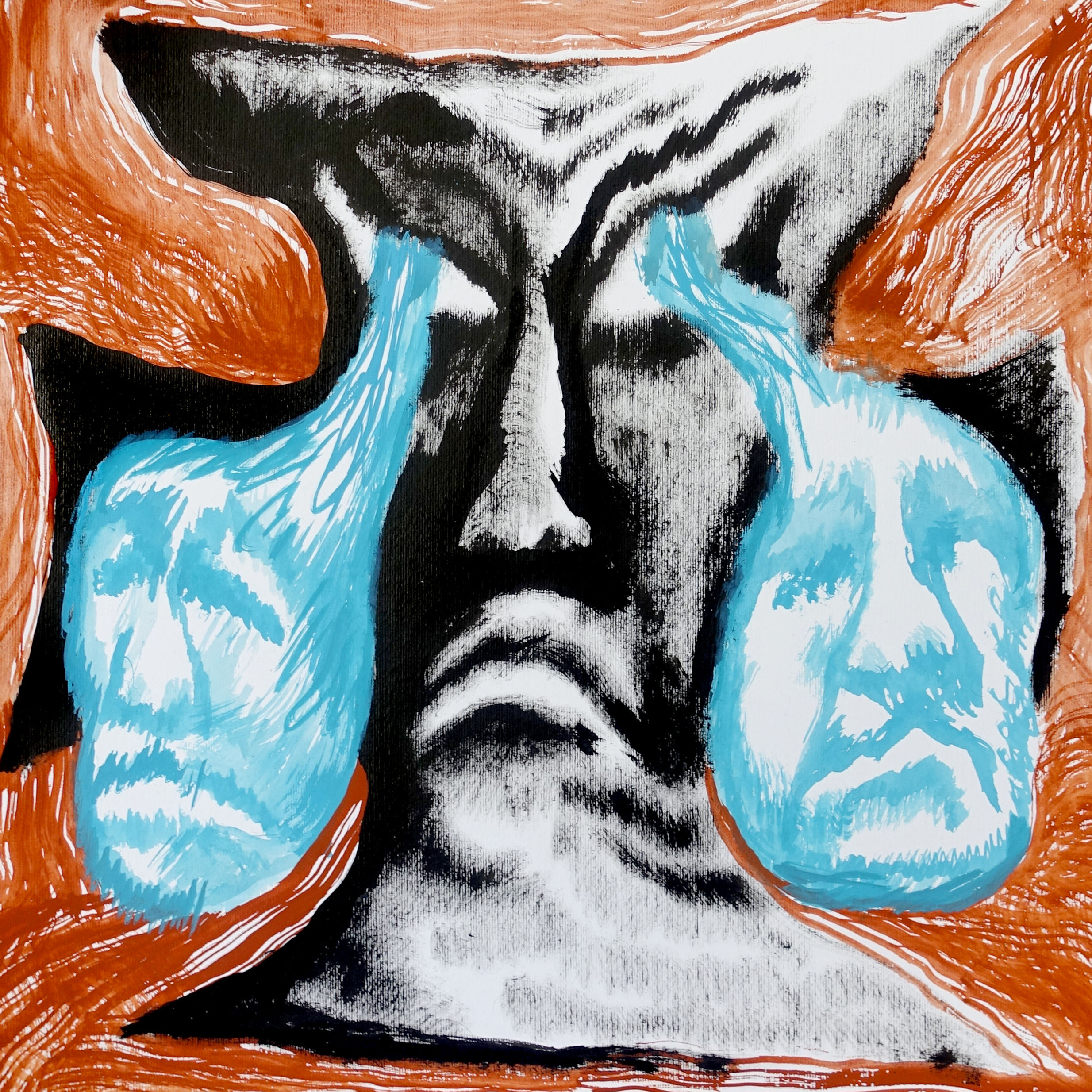  Piangifacce #5tempera and ink on paper, 50x50 cm, 2022