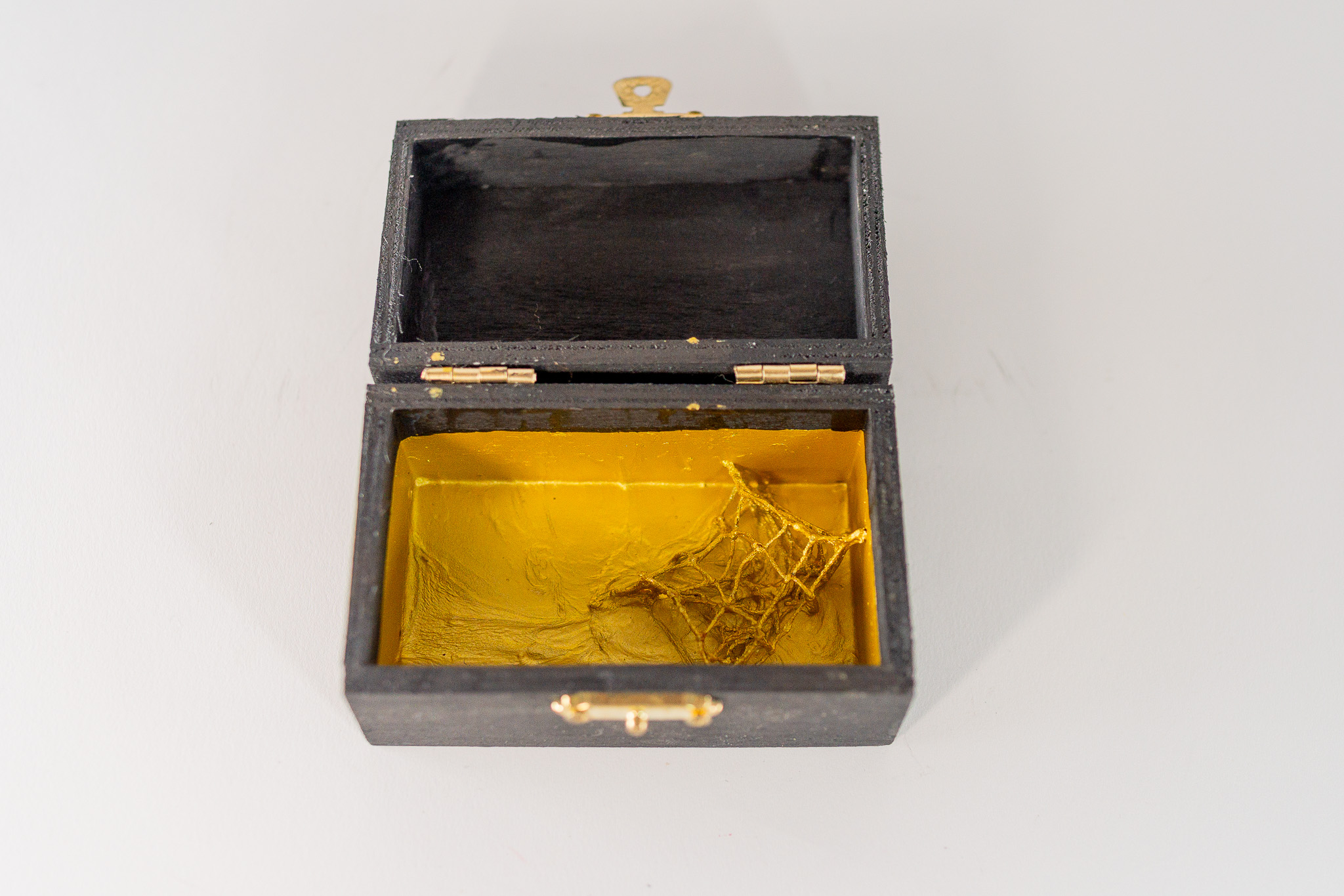 Small Treasures 4 • Embroidery floss, paint, wooden chest •3 5/8 x 2 1/8 x 1 7/8 in • 2022