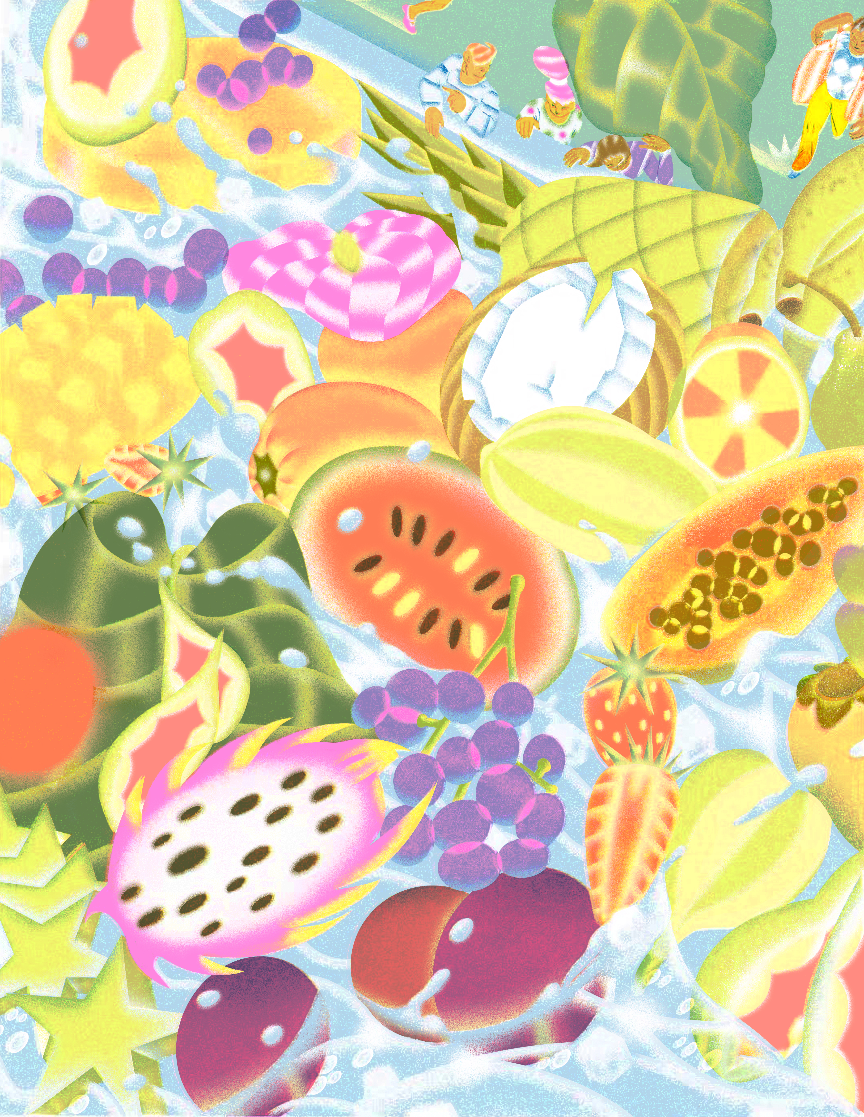 Iced Fruit Stall, 3-Color RISO