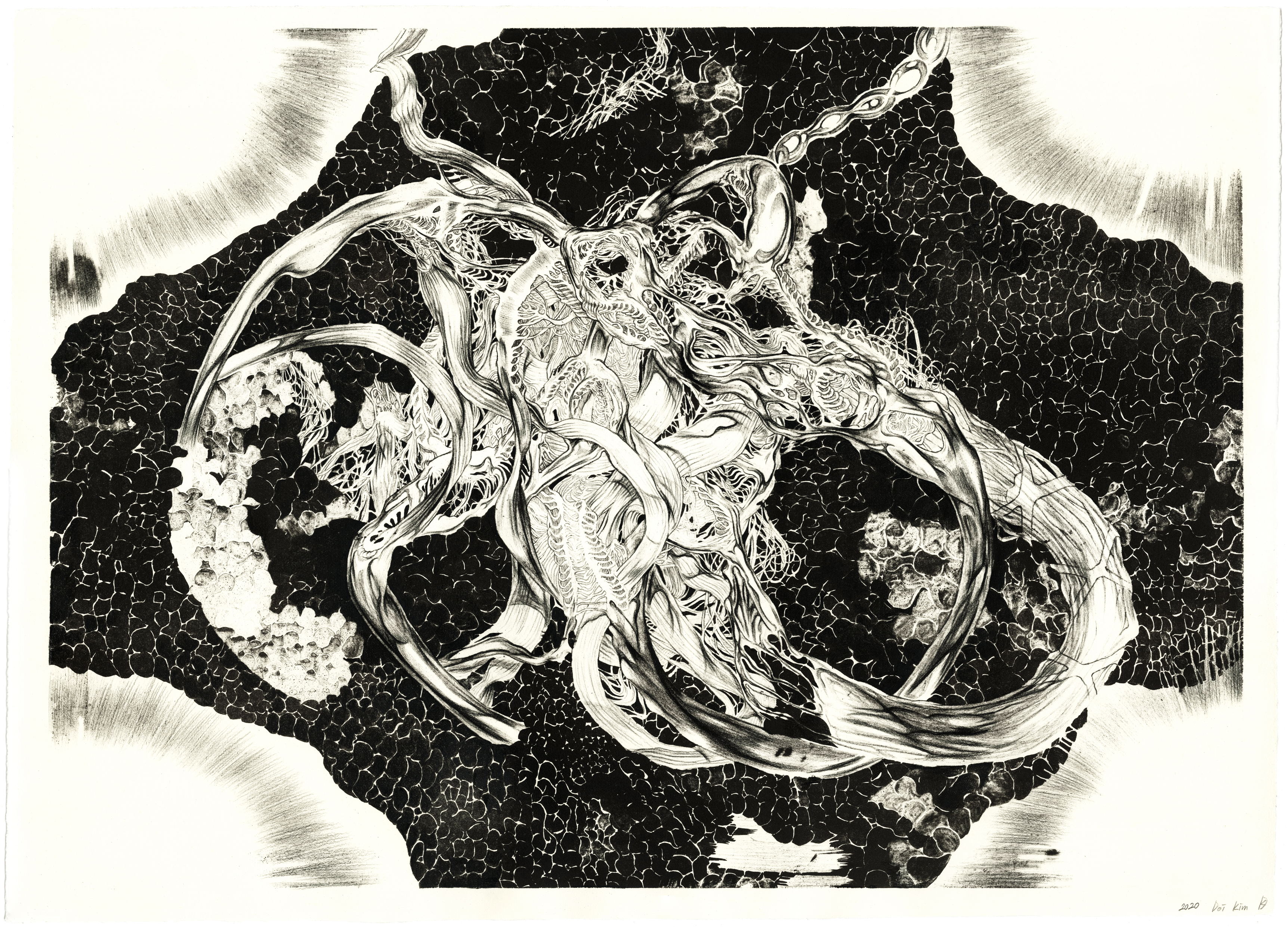 The Fifth Child 4: Muscles, 2020, Colored pencil on lithograph, 30 x 22 in/ 76.2 x 55.8 cm, variable edition of 5 + 1 AP
