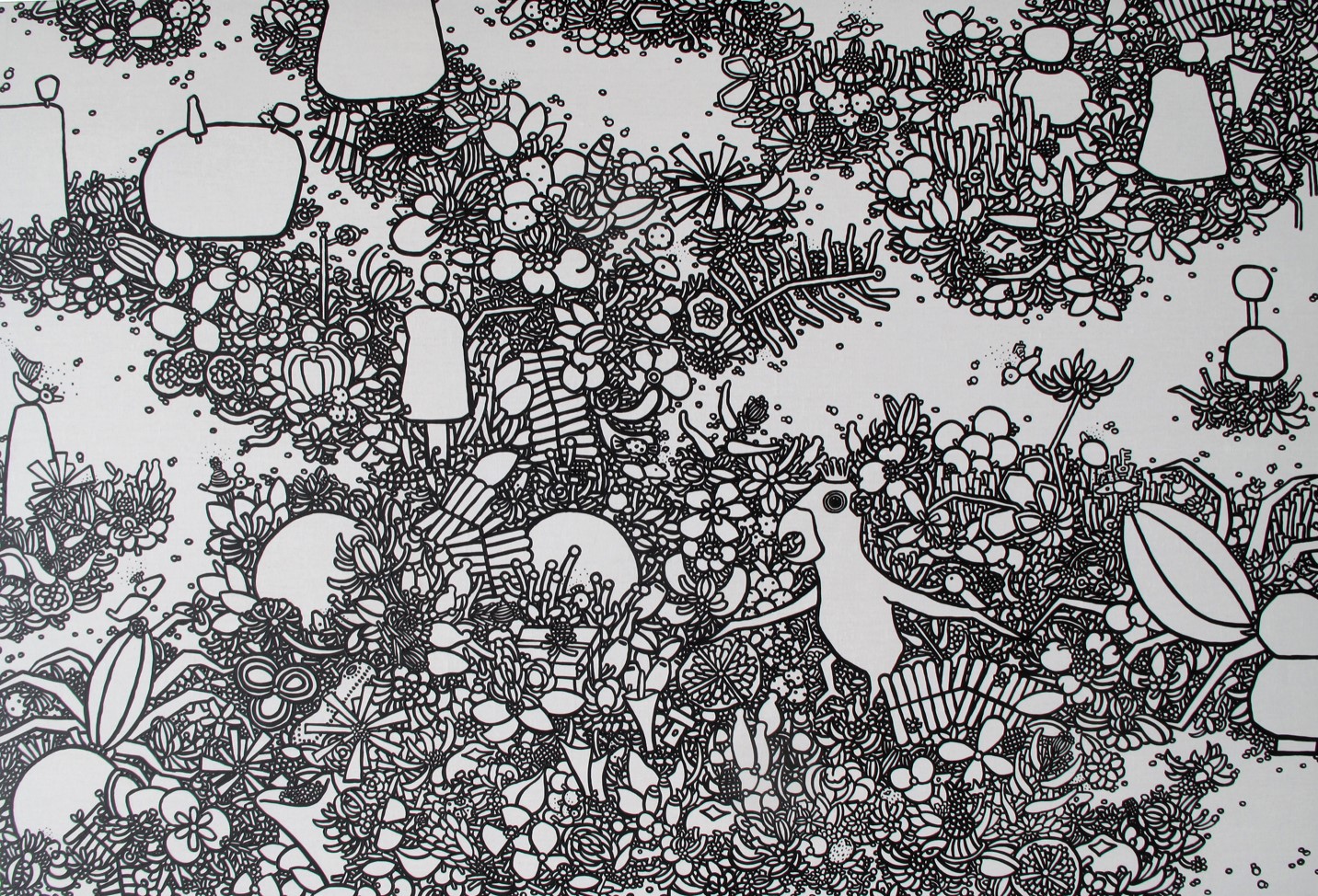 國王在三個太陽的花園裡。king in the garden of three suns。Acrylic. Linen Cm 150 x 220 2016 / FS305