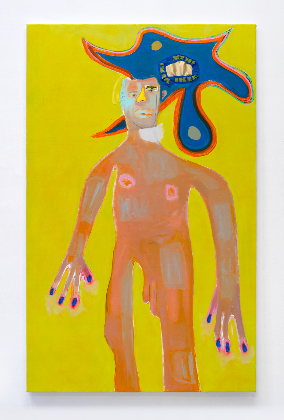  First day in the city, 2021fabric and oil on canvas160 x 100  cm