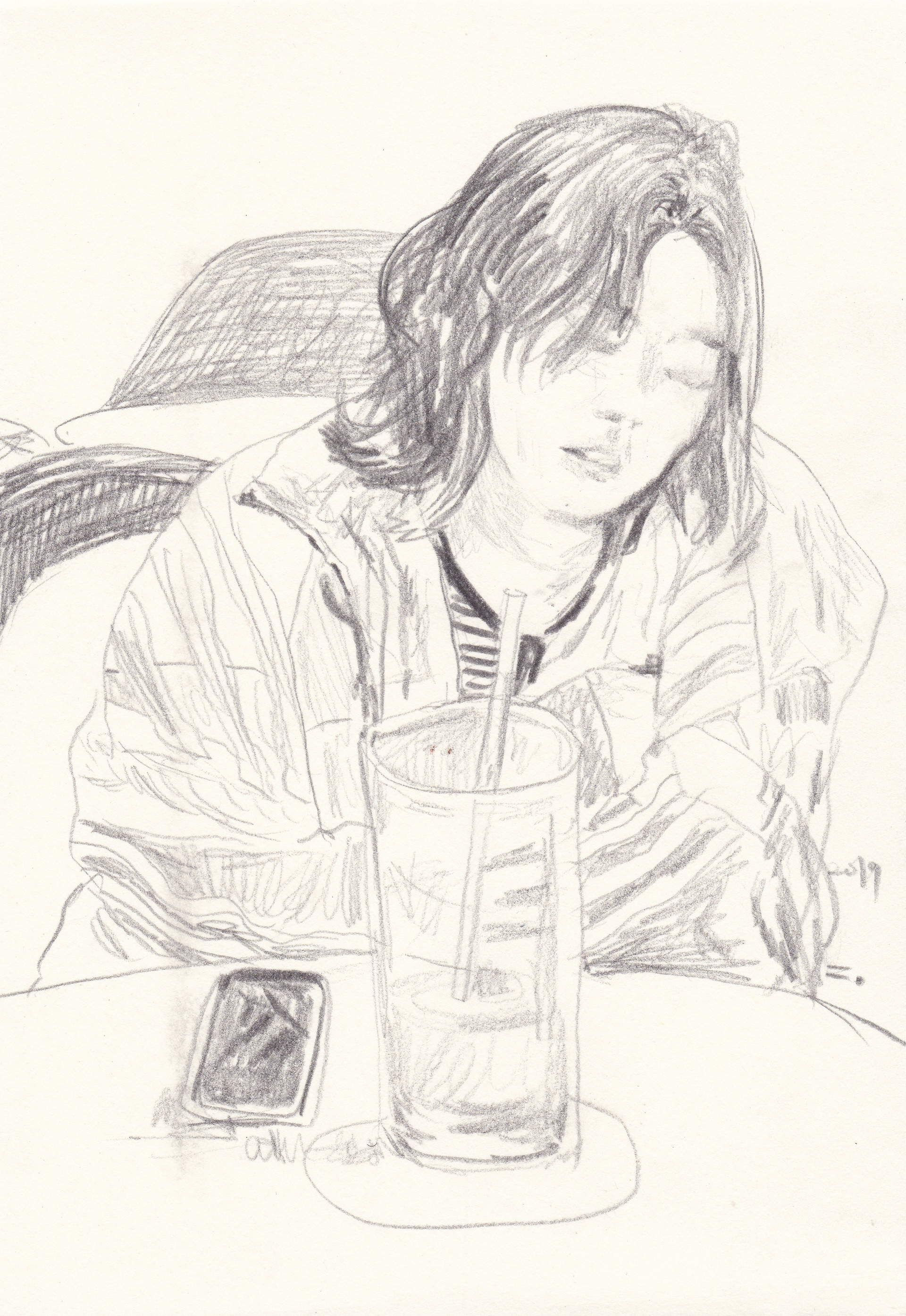 잠든 희단, 2019, pencil on paper, 21*14.8(cm)