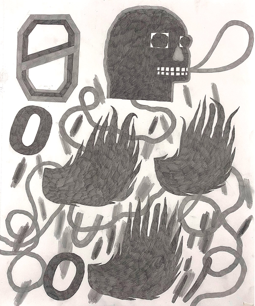 Dirge, 2022, Graphite on paper, 17 x 14 in.