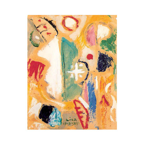 GIOCO DI LINEE E COLORI 1955, oil on paper, 30cm x 23cm
