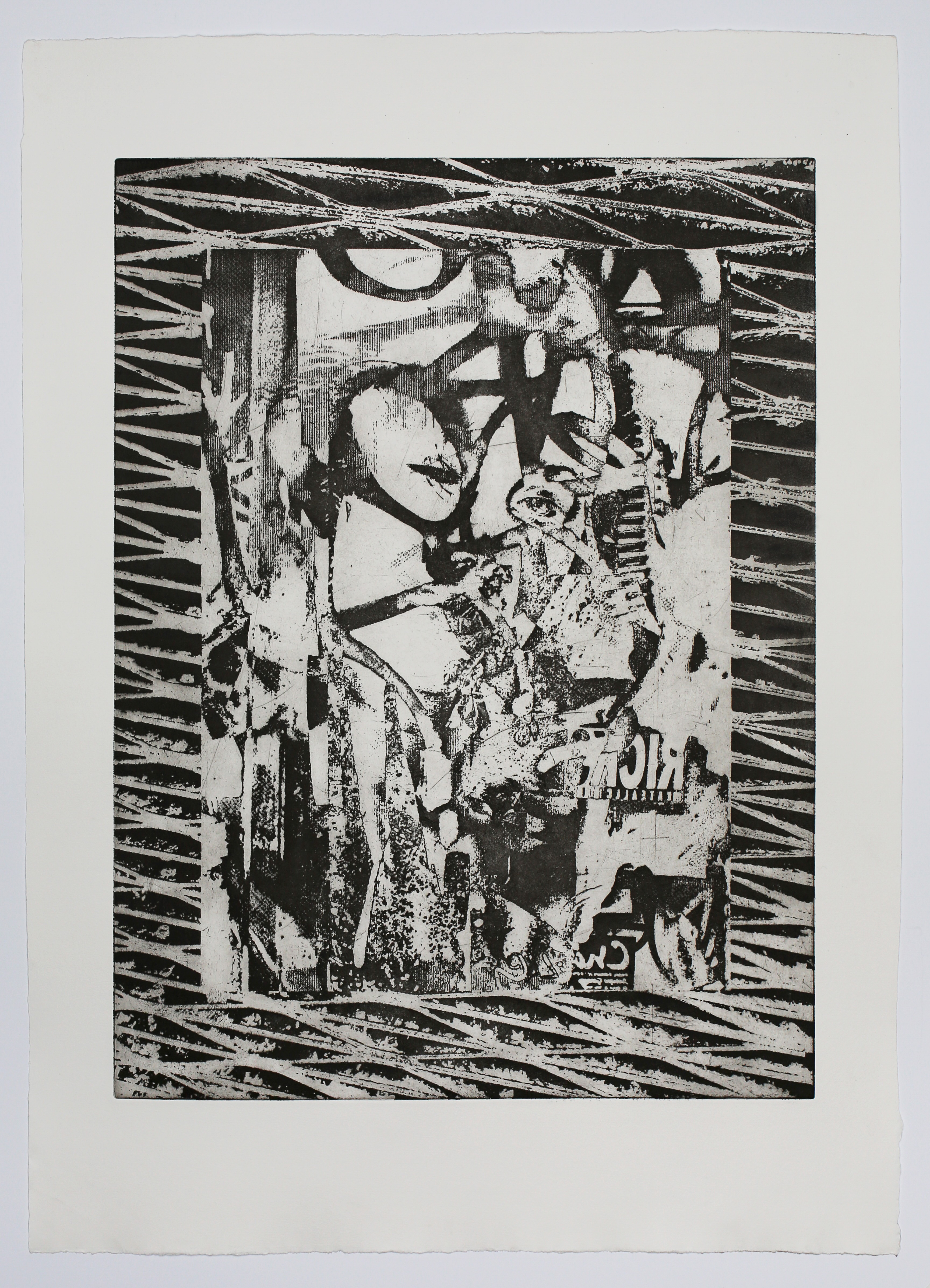 Her/Over on 125th Above the Gutter, etching with aquatint on paper, 17 ½” x 24” (image); 22” x 30 ½” (paper)
