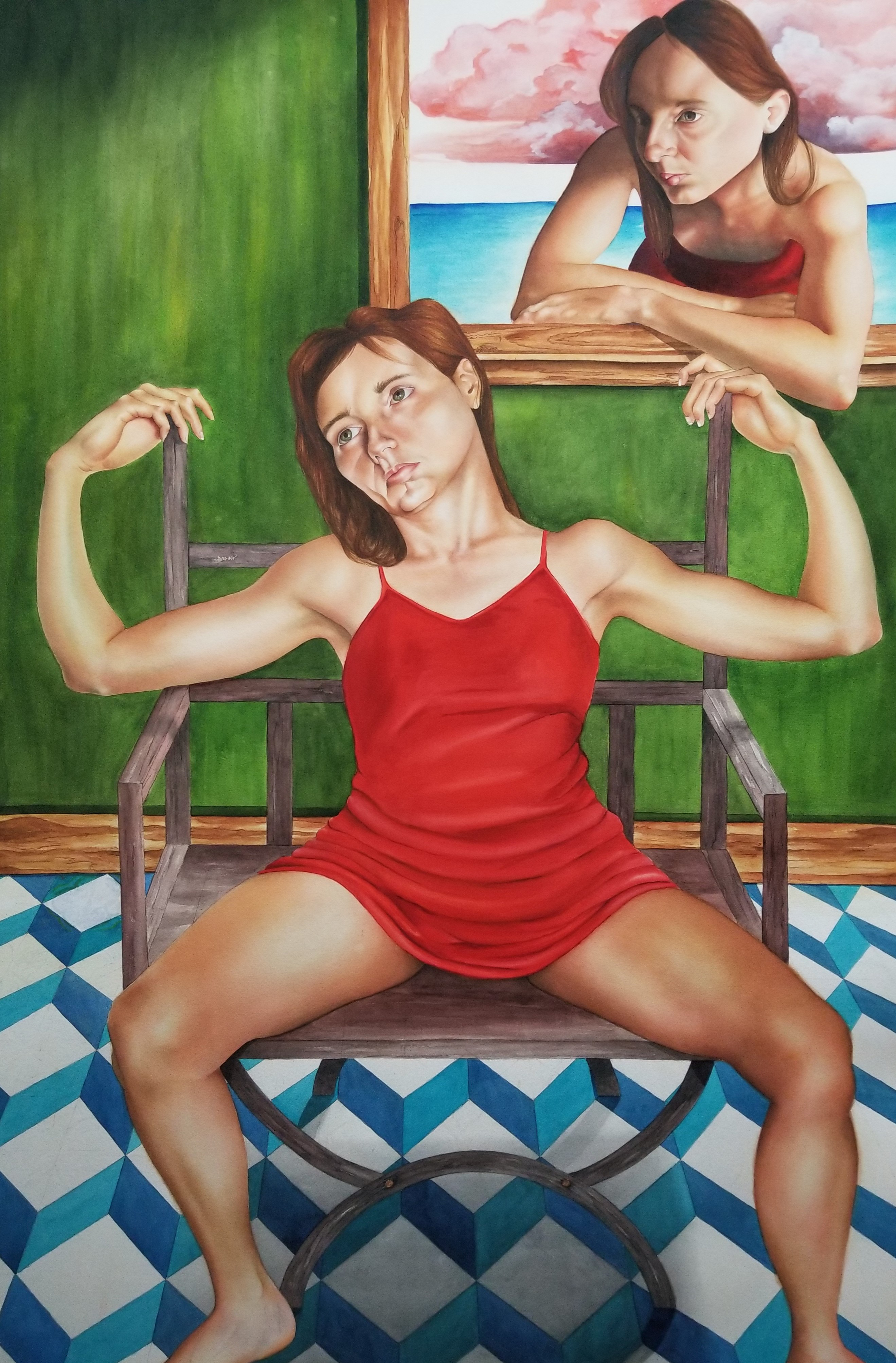 Visiting, Watercolor on paper, 40 x 60 inch