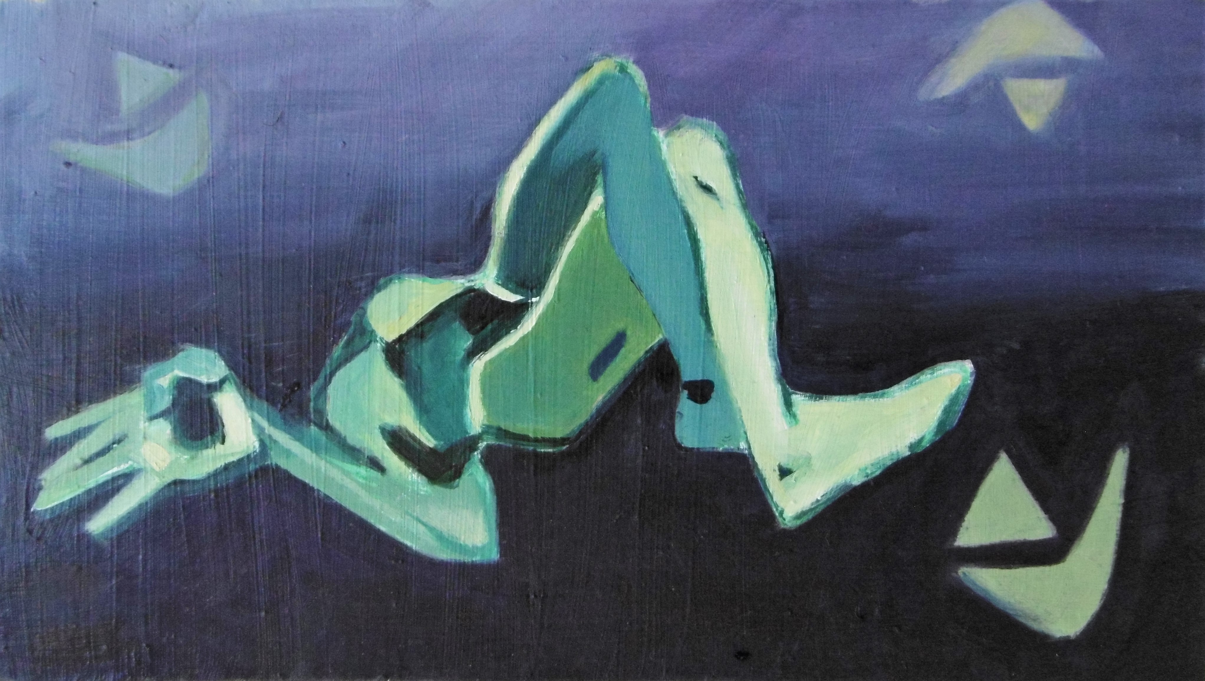 Lying Figure II, oil on board, 13 x 23cm, £150