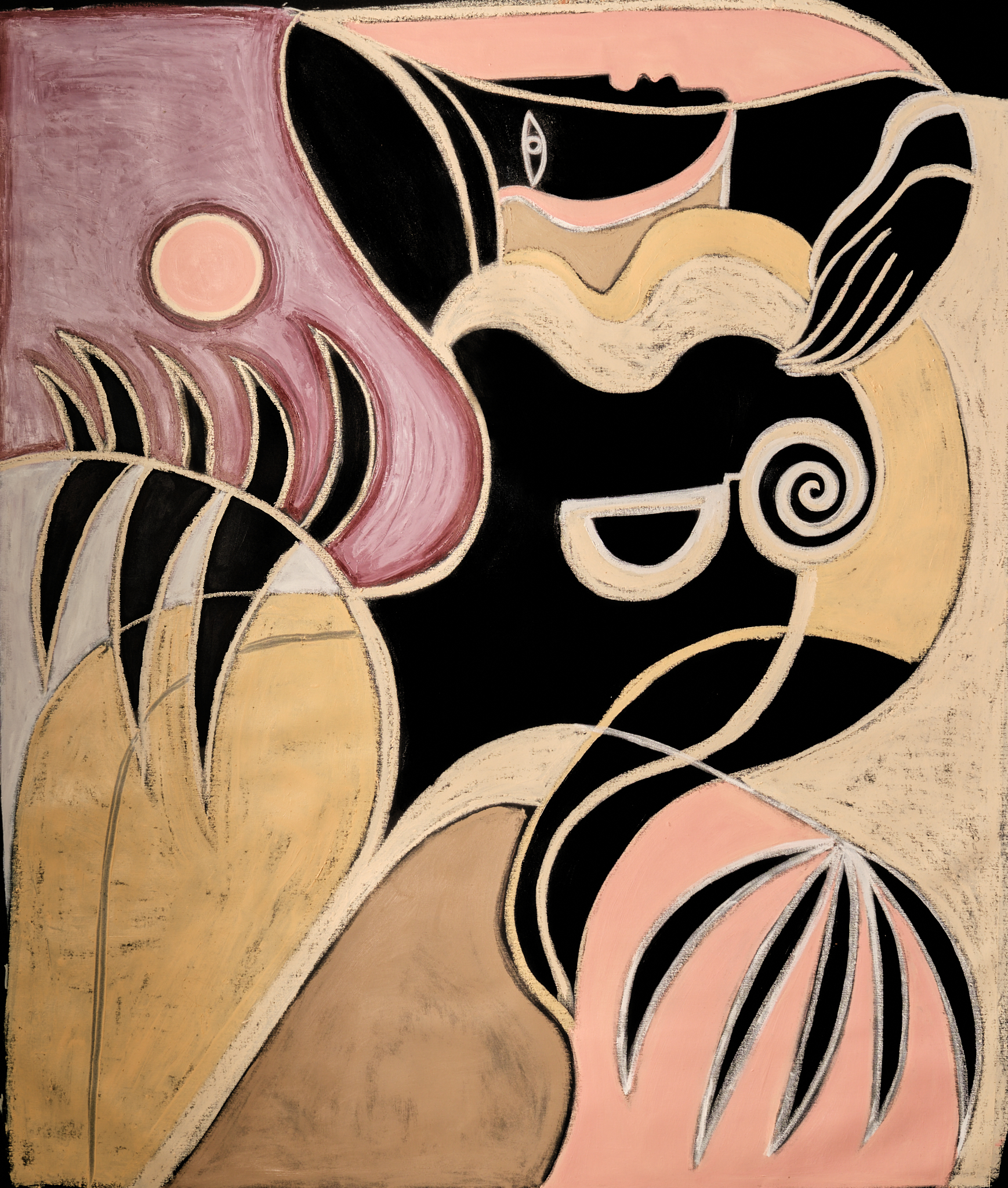 Cherry 2, 2024. Oil & oil stick on black canvas. 115 x 100cm