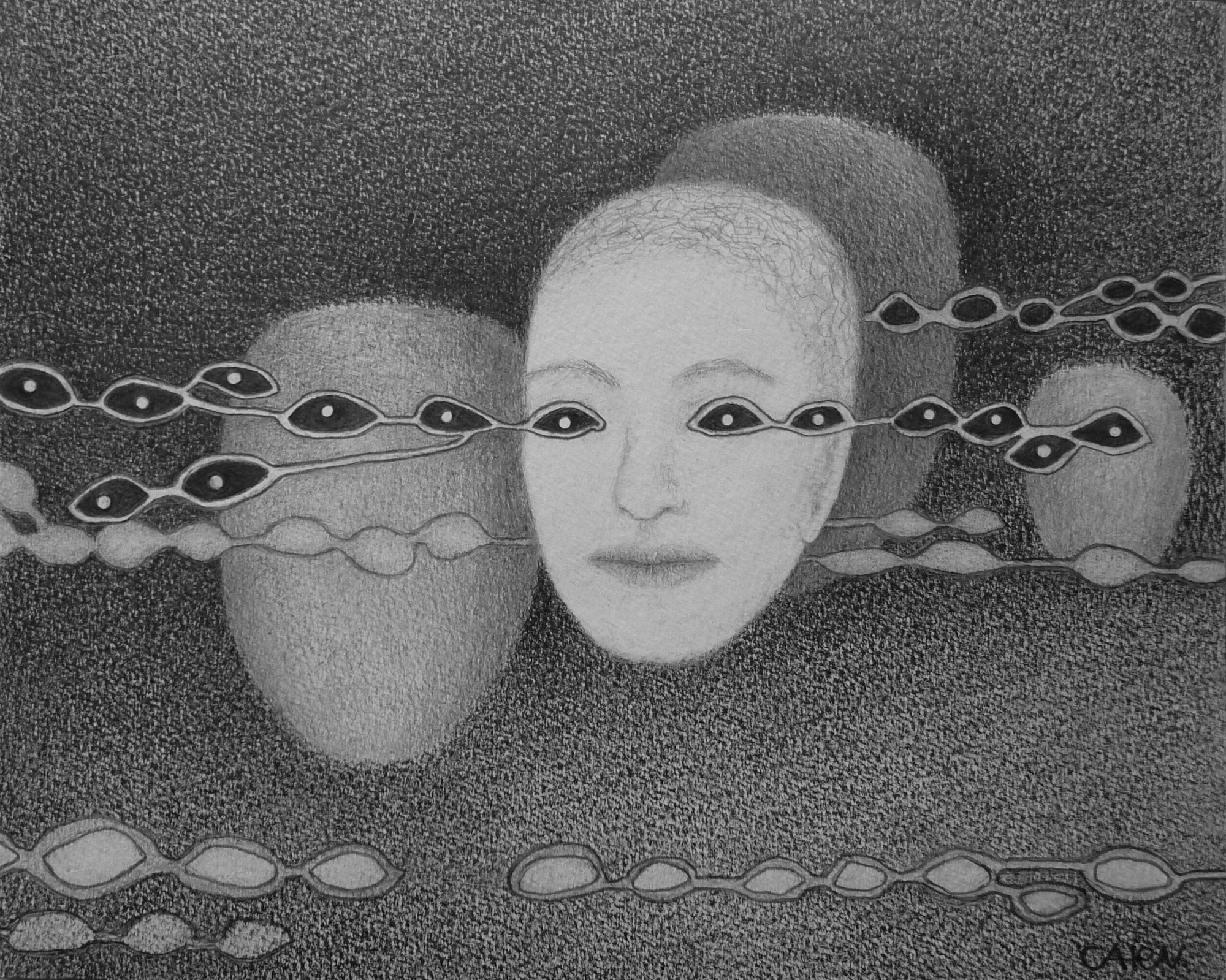 potlood op papier, 20 x 25 cm