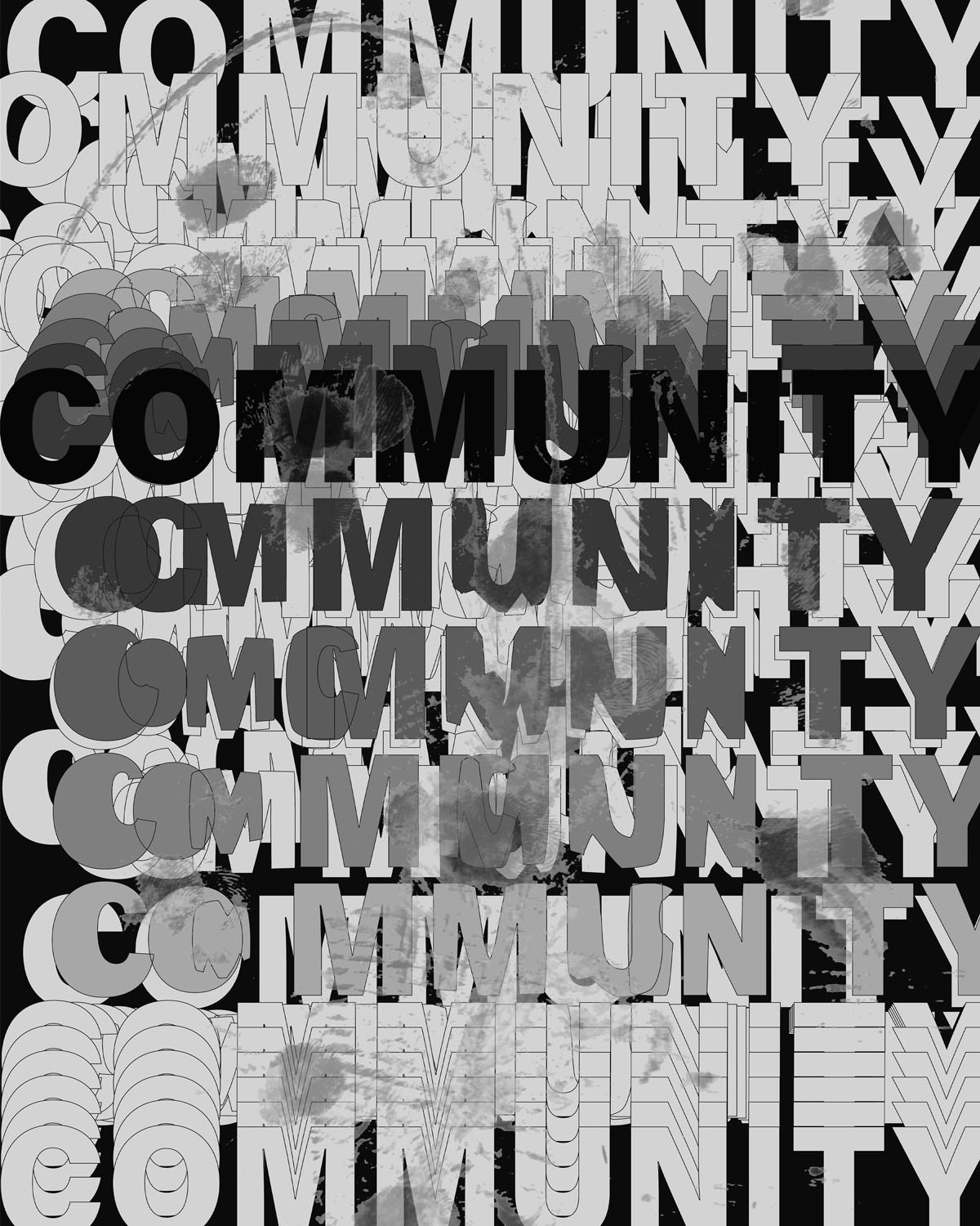 The Group Promotional Poster #3 24 in by 30 inch series of 10 printed posters, Ink on plastic digitized printed