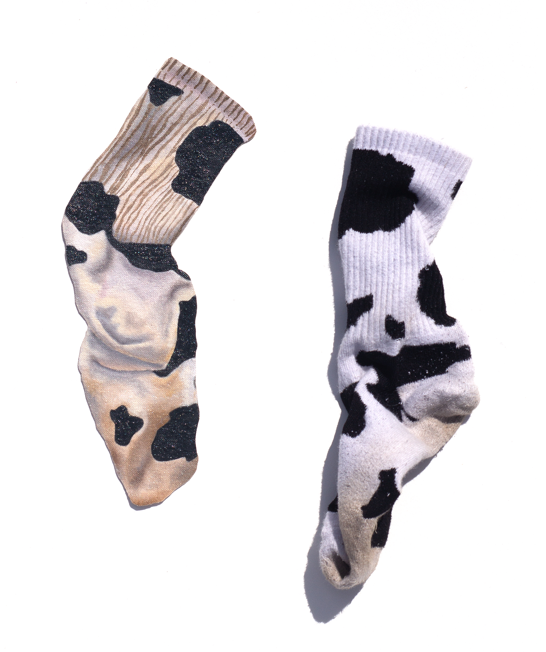 Sock  #2 (Conner), found sock, oil on canvas, 2021