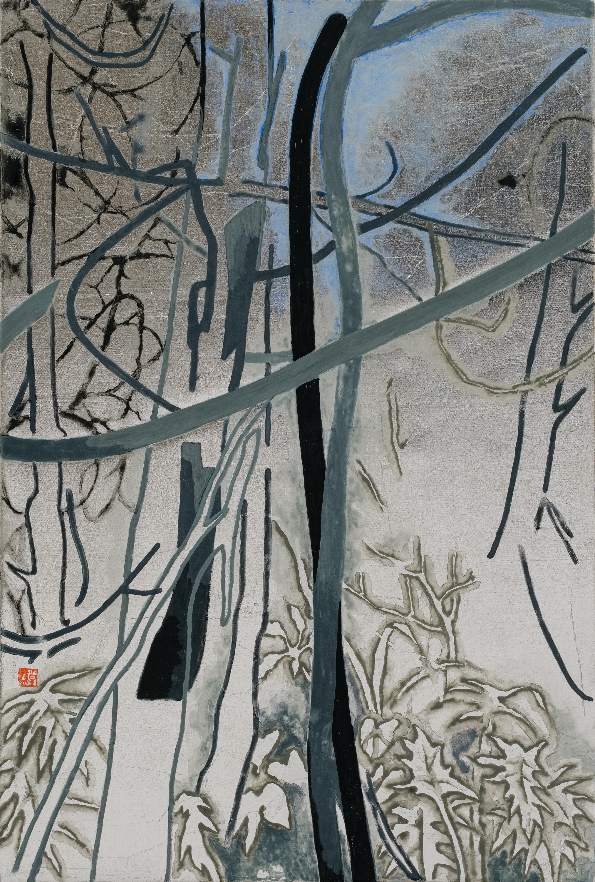 Landscape#18, 2021, mineral pigment, ink on paper, 78x141cm (30.7x55.5 in)