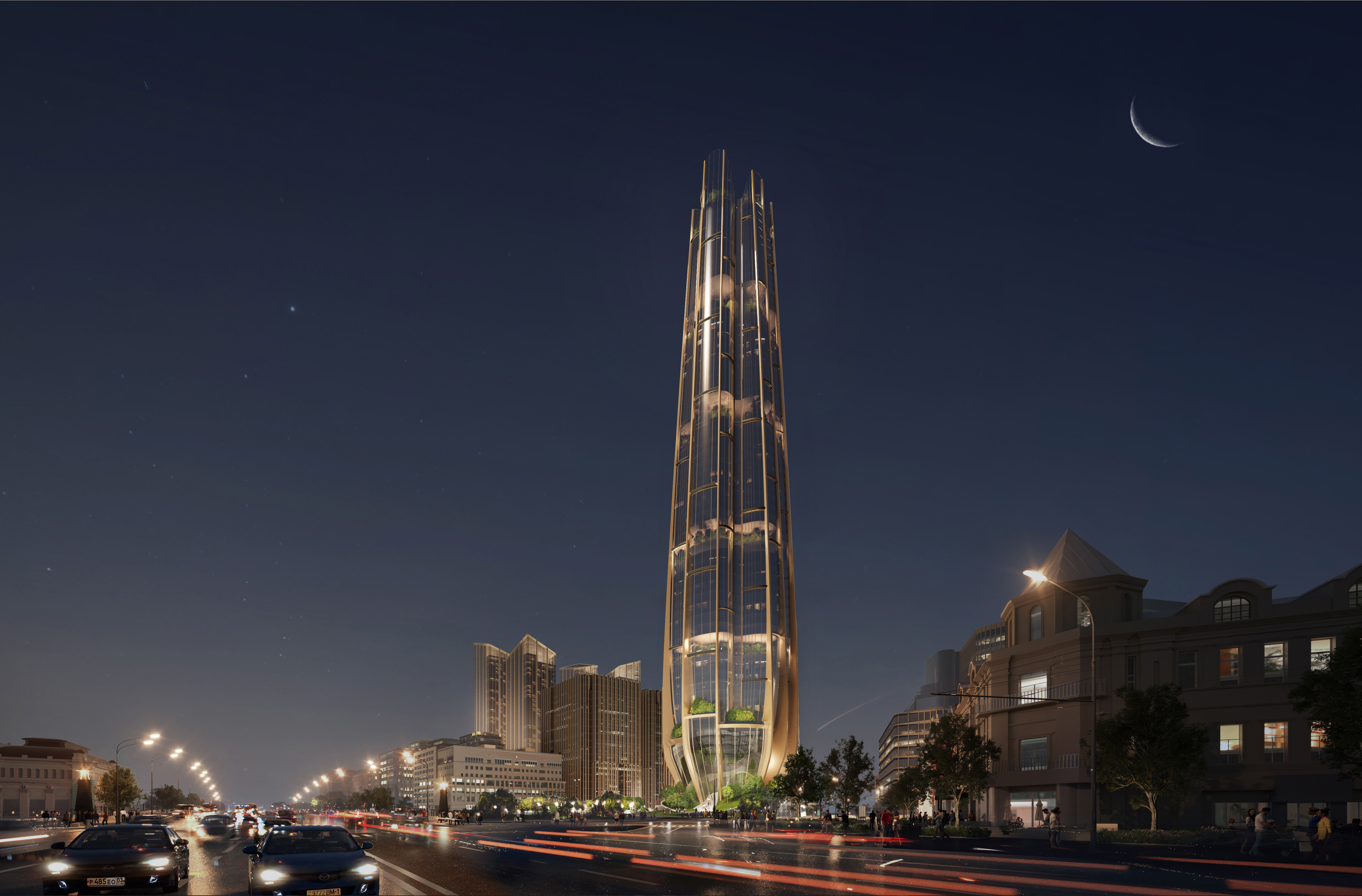“Blooming Petals” Rendering Street View Night @architectural illustration & cg